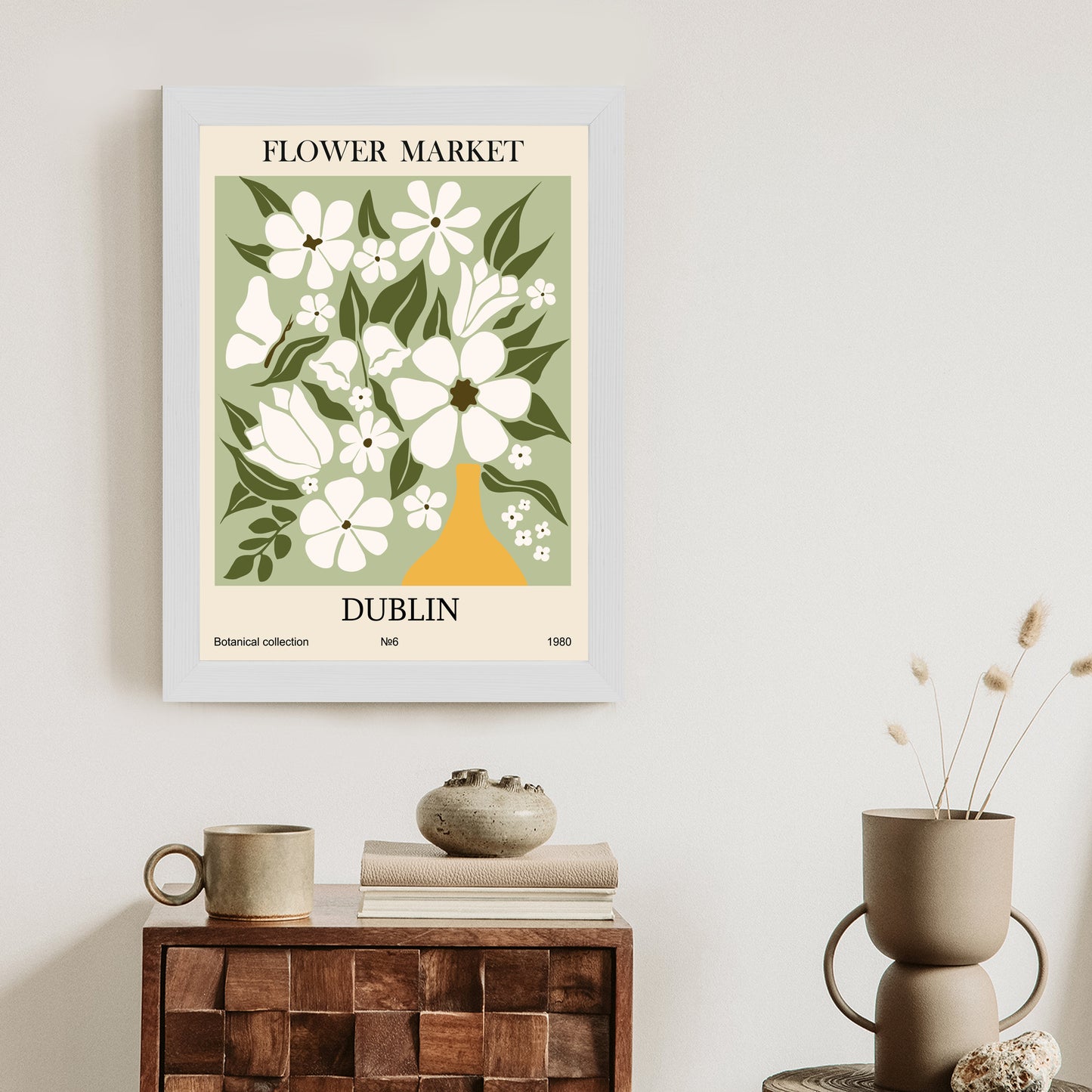 Poster Dubliner Blumenmarkt Rahmen Holz Mit Passepartout Farbe Natürlich