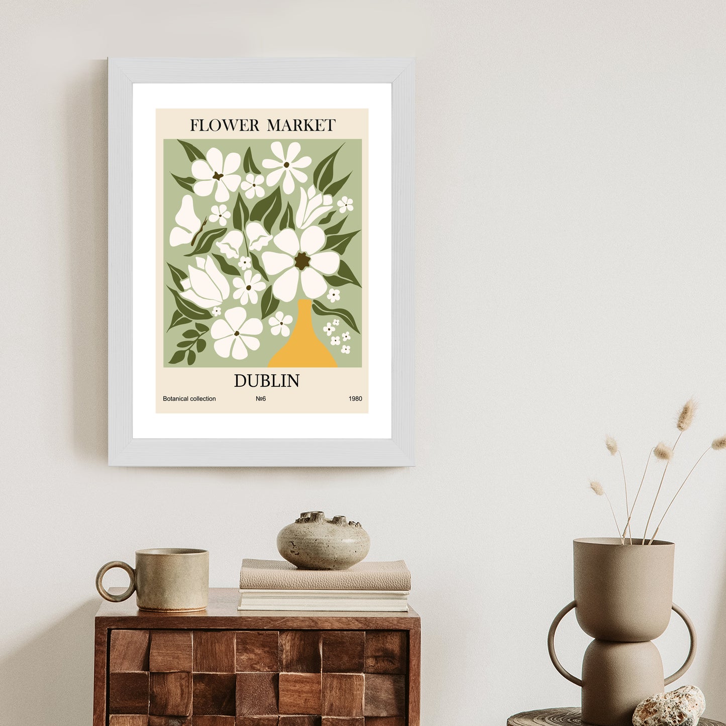 Poster Dubliner Blumenmarkt Rahmen Holz Mit Passepartout Farbe Natürlich
