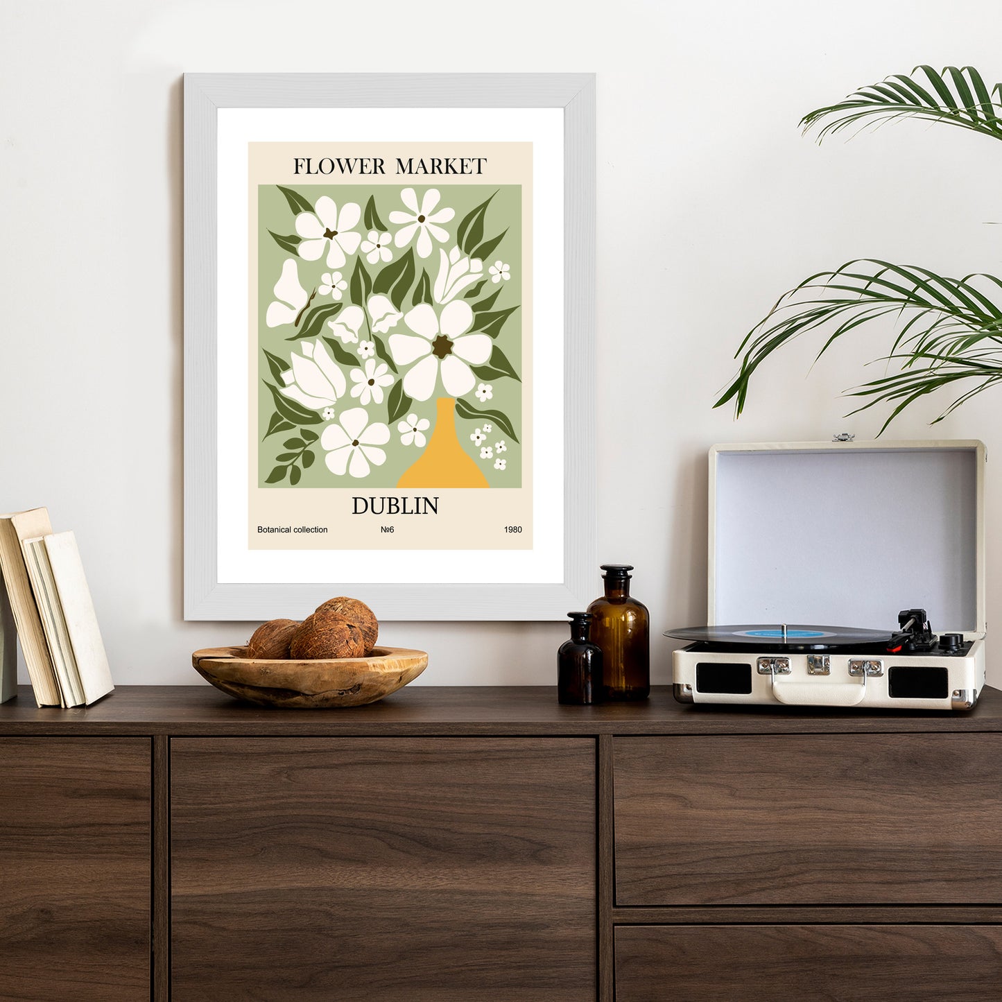 Poster Dubliner Blumenmarkt Rahmen Holz Mit Passepartout Farbe Natürlich