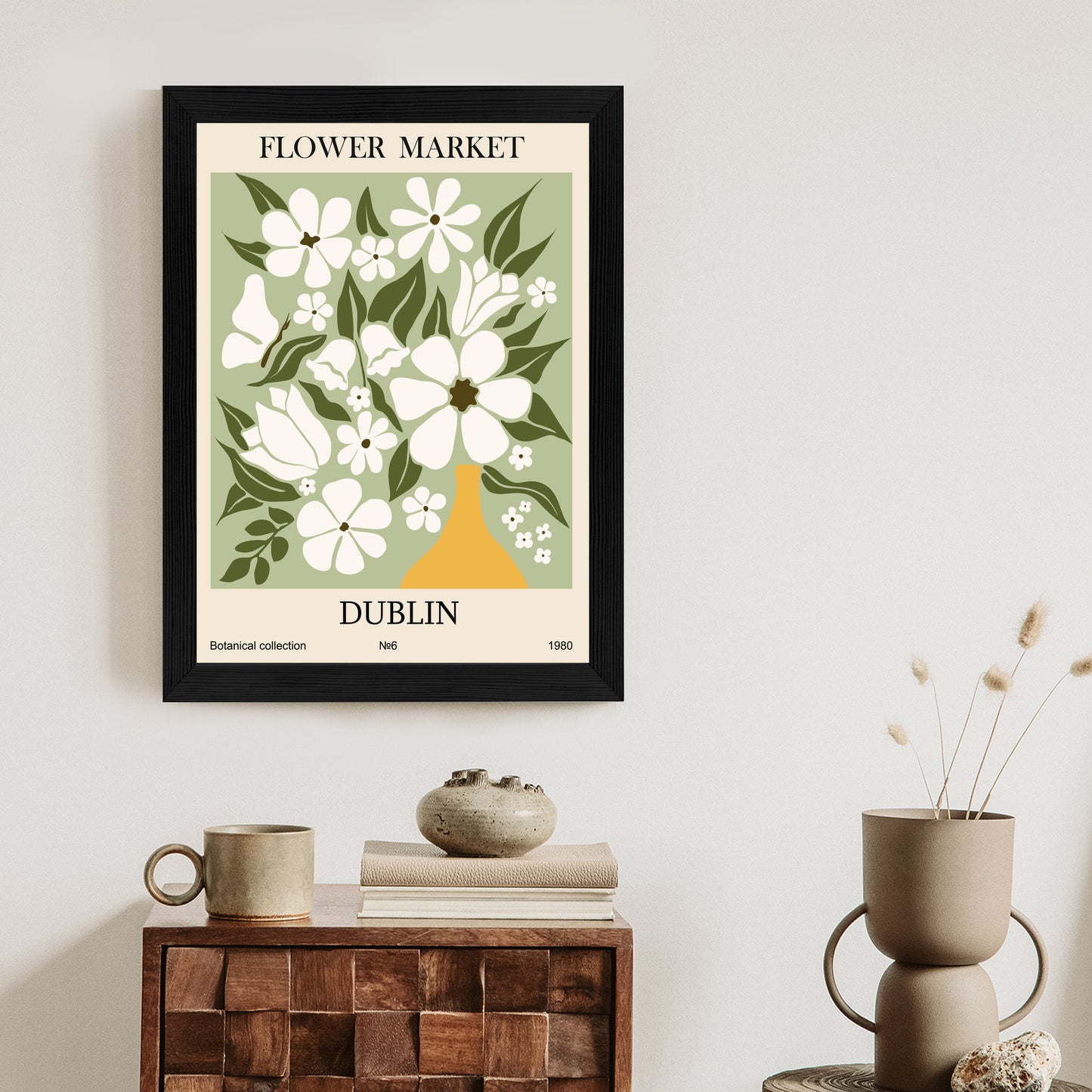Poster Dubliner Blumenmarkt Rahmen Holz Mit Passepartout Farbe Natürlich