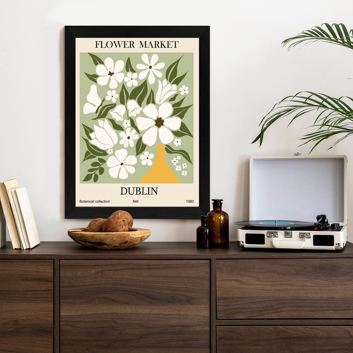 Poster Dubliner Blumenmarkt Rahmen Holz Mit Passepartout Farbe Natürlich