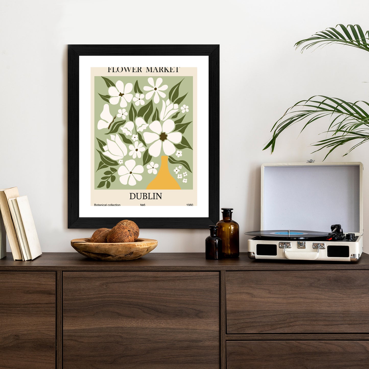Poster Dubliner Blumenmarkt Rahmen Holz Mit Passepartout Farbe Natürlich