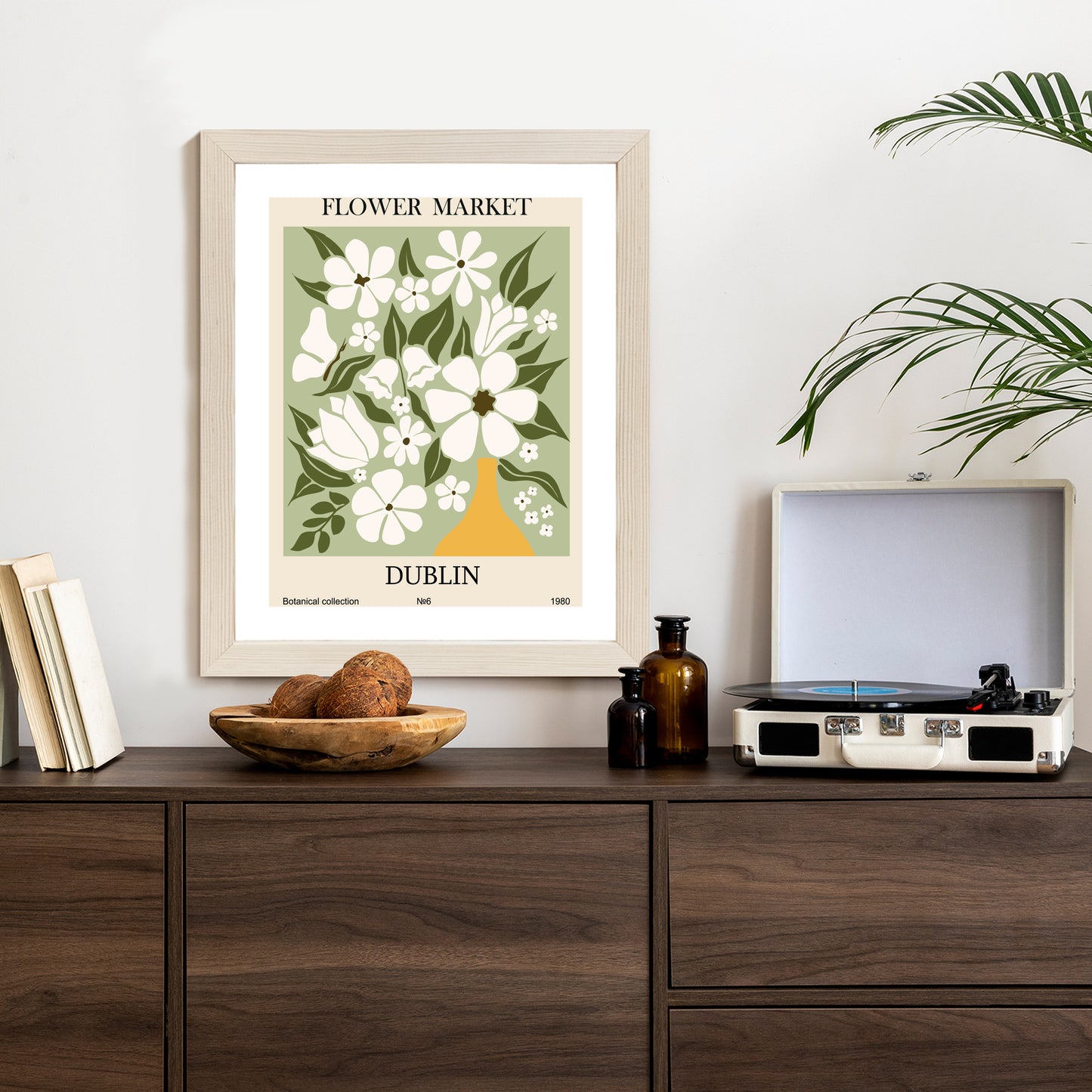 Poster Dubliner Blumenmarkt Rahmen Holz Mit Passepartout Farbe Natürlich
