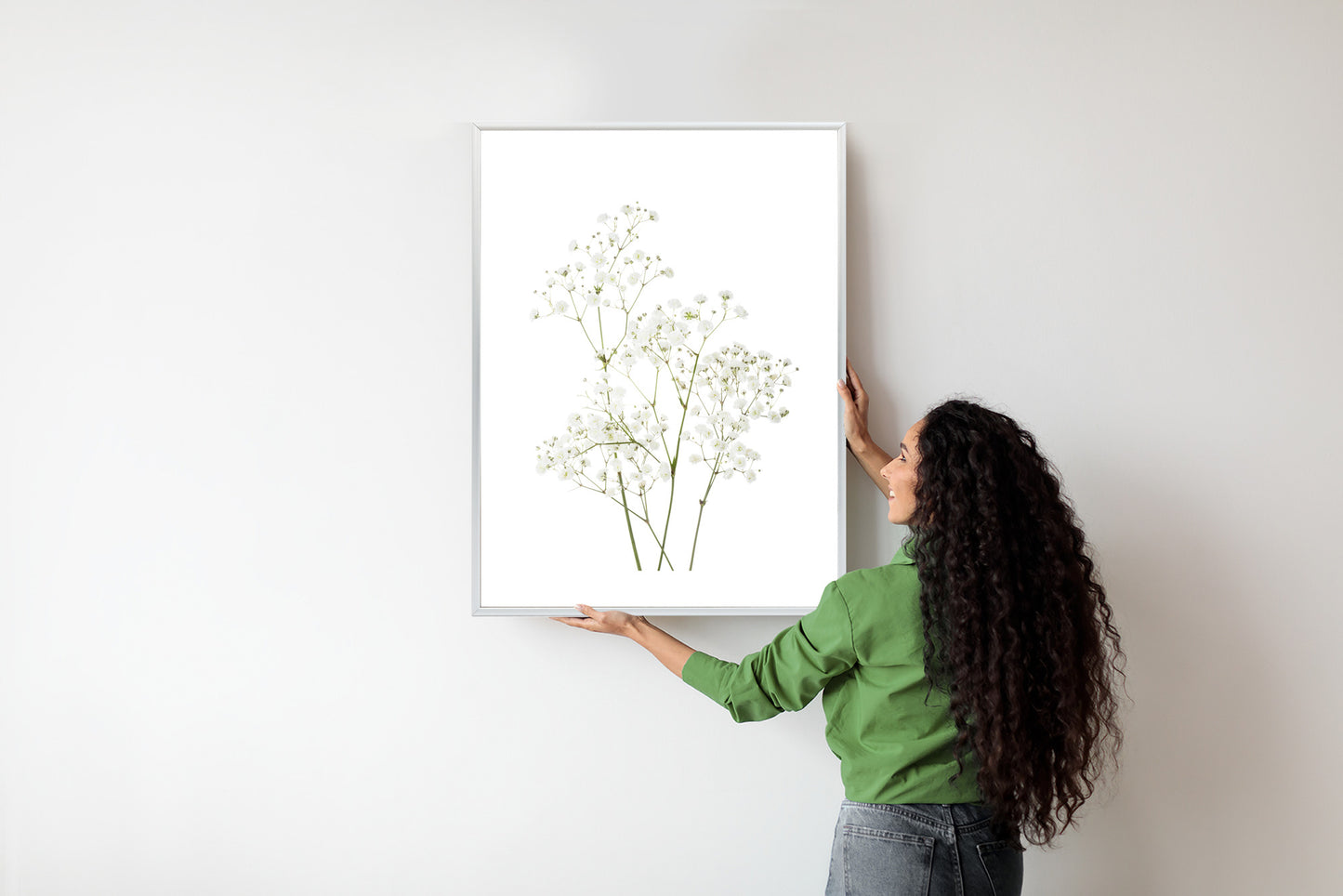 Poster Vier Zweige Mit Kleinen Weißen Blüten