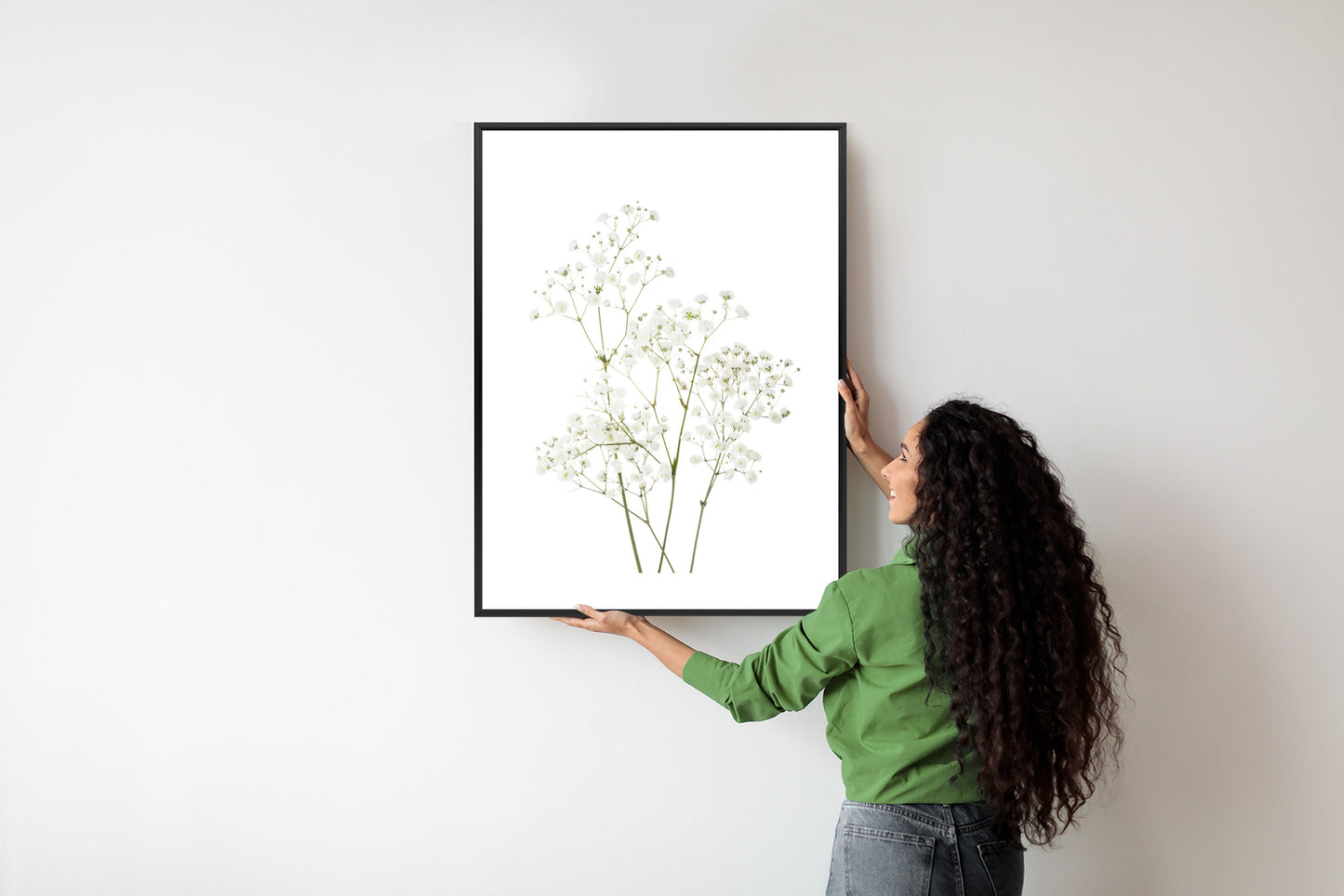 Poster Vier Zweige Mit Kleinen Weißen Blüten