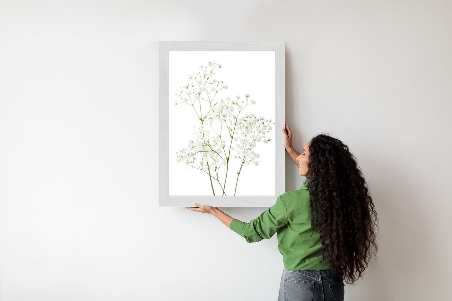 Poster Vier Zweige Mit Kleinen Weißen Blüten