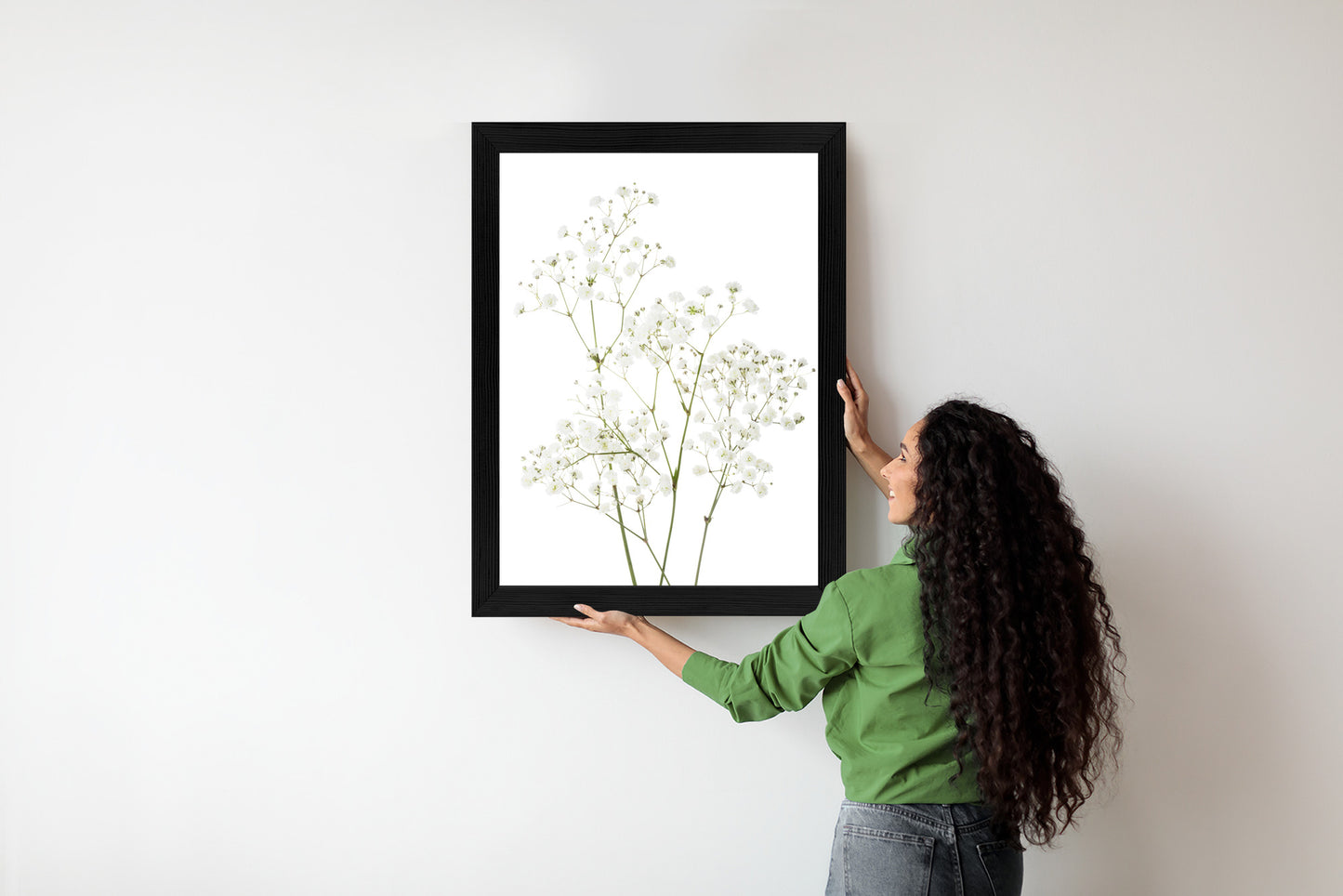 Poster Vier Zweige Mit Kleinen Weißen Blüten