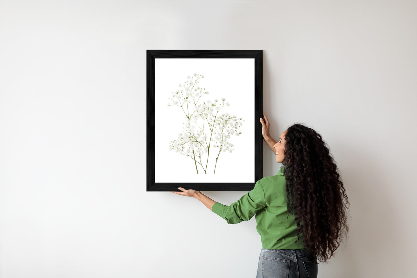 Poster Vier Zweige Mit Kleinen Weißen Blüten