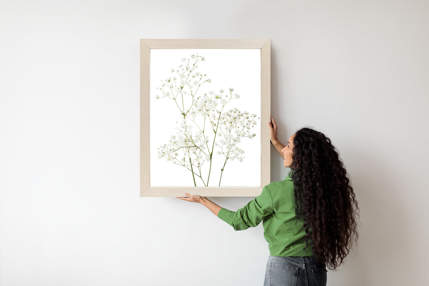 Poster Vier Zweige Mit Kleinen Weißen Blüten