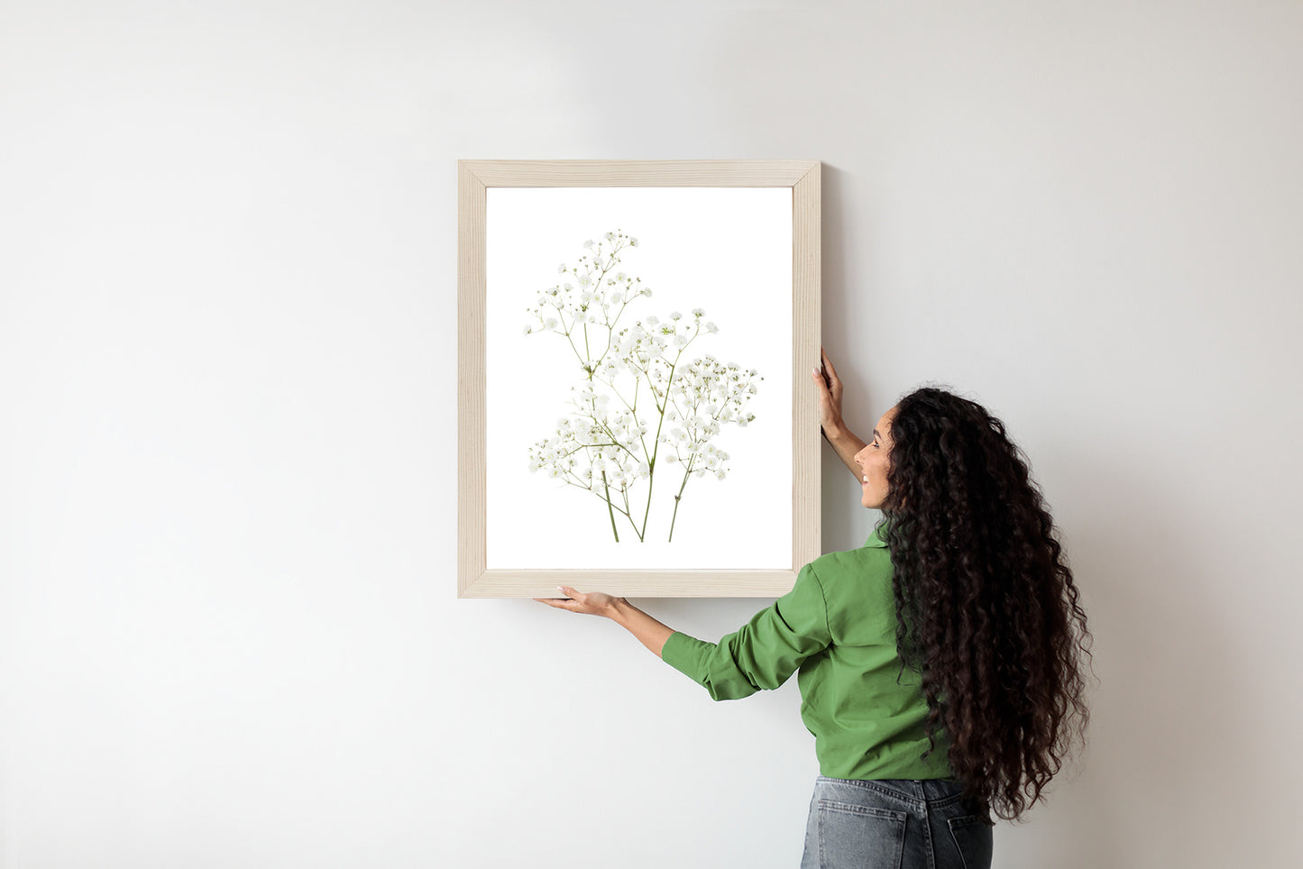 Poster Vier Zweige Mit Kleinen Weißen Blüten