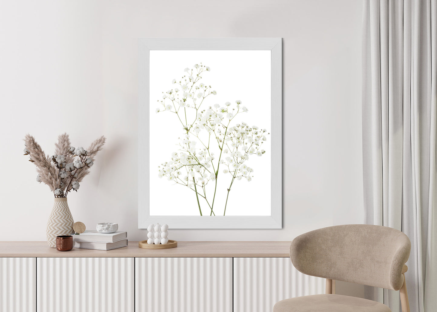 Poster Vier Zweige Mit Kleinen Weißen Blüten