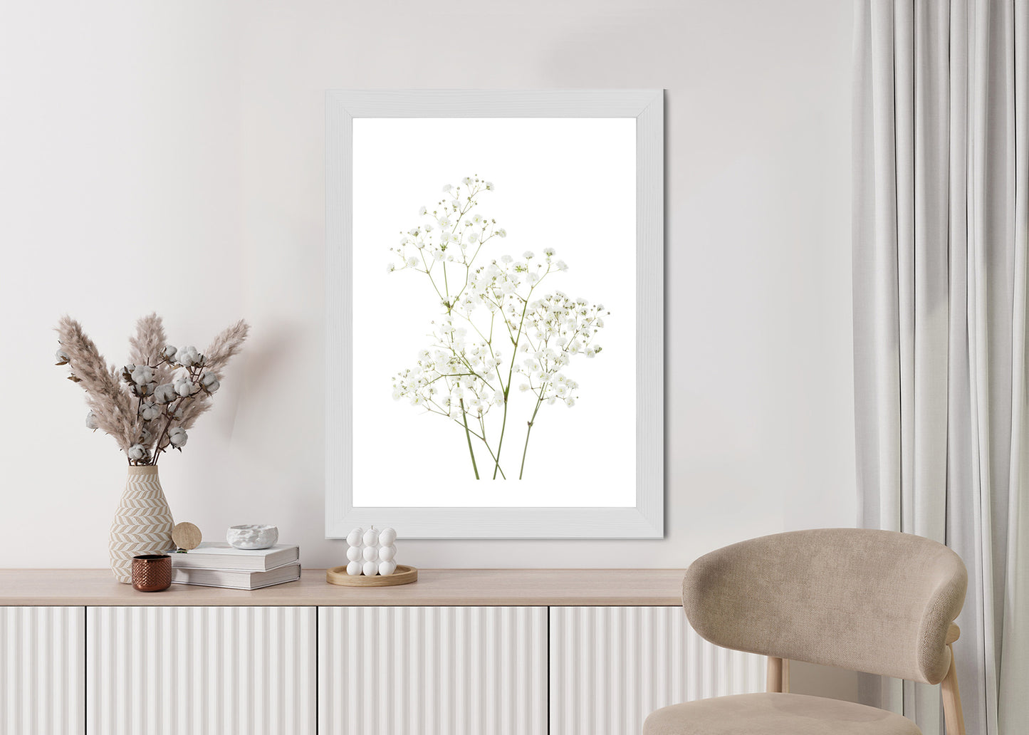 Poster Vier Zweige Mit Kleinen Weißen Blüten