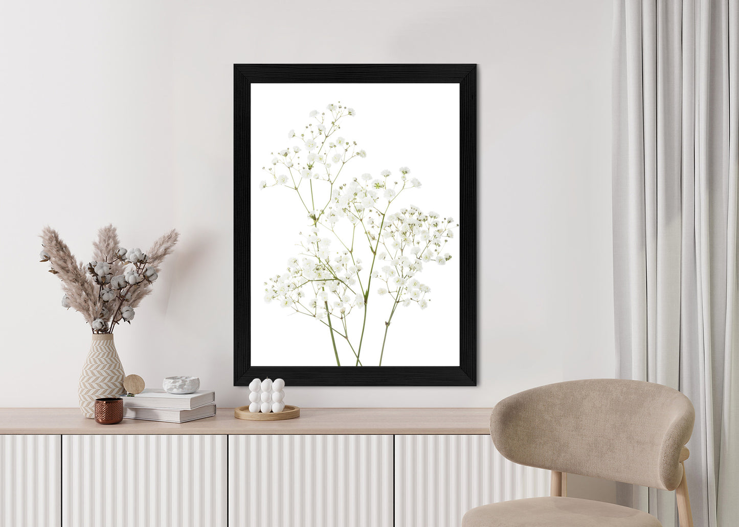 Poster Vier Zweige Mit Kleinen Weißen Blüten