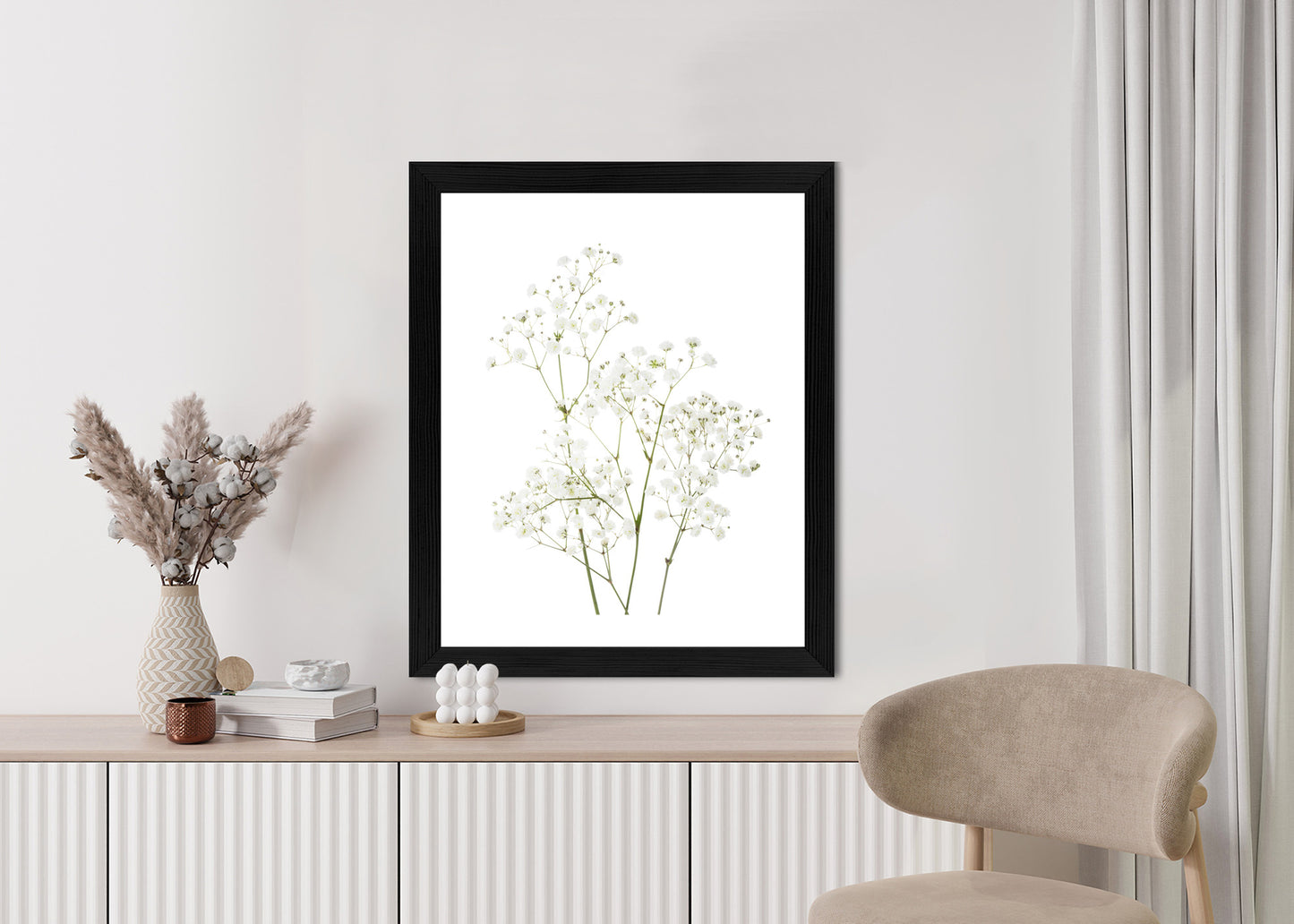 Poster Vier Zweige Mit Kleinen Weißen Blüten