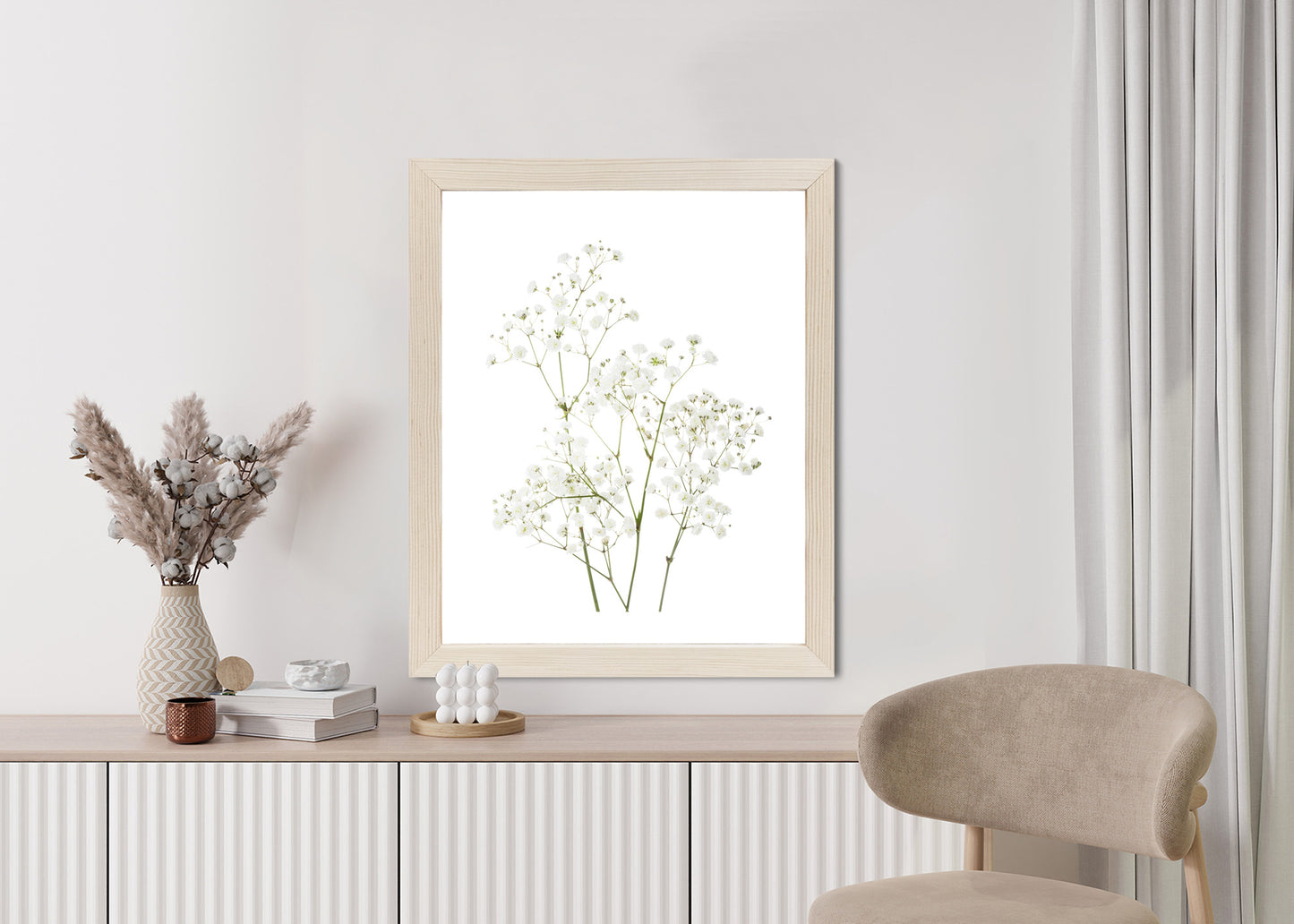 Poster Vier Zweige Mit Kleinen Weißen Blüten