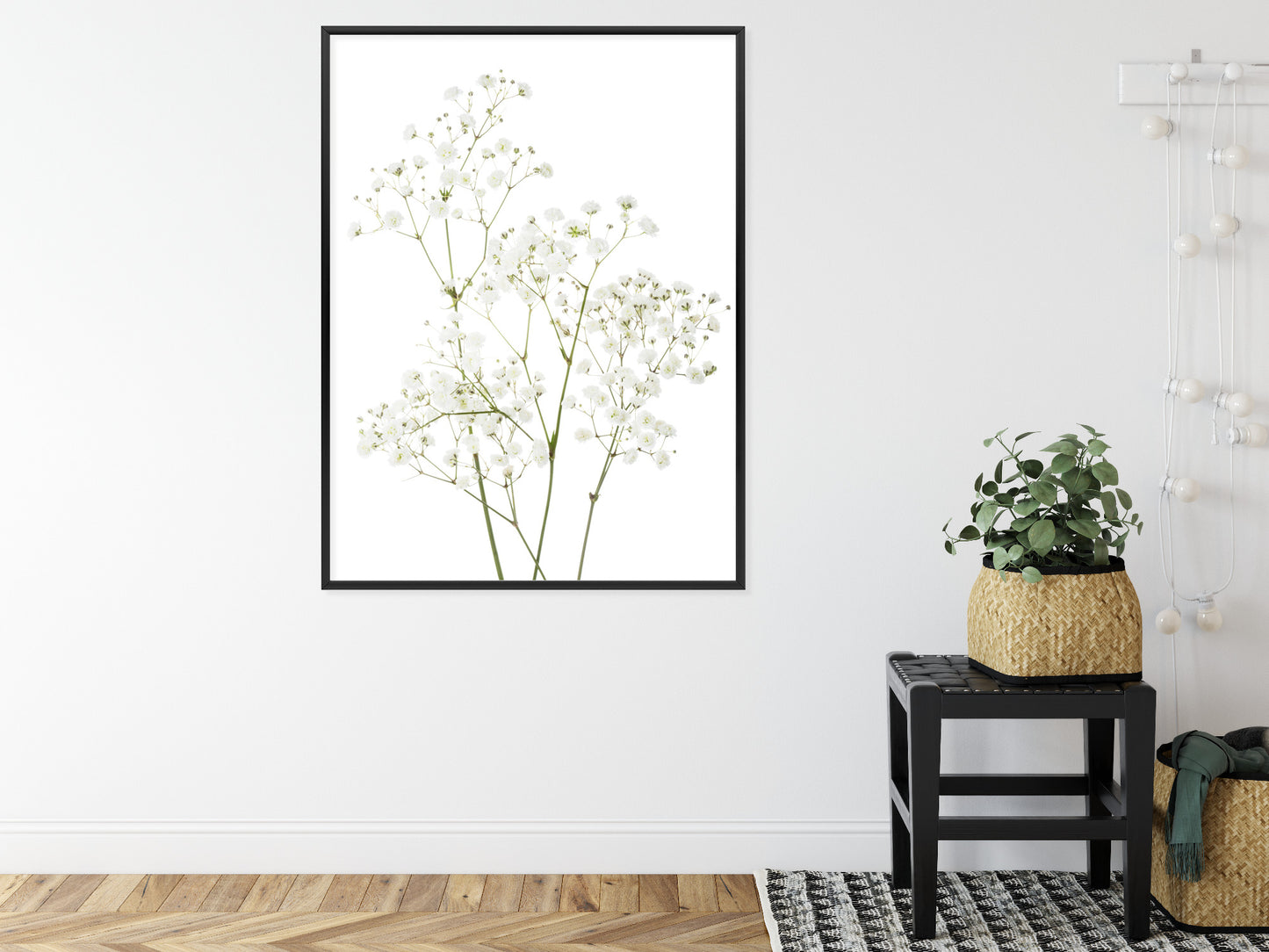 Poster Vier Zweige Mit Kleinen Weißen Blüten