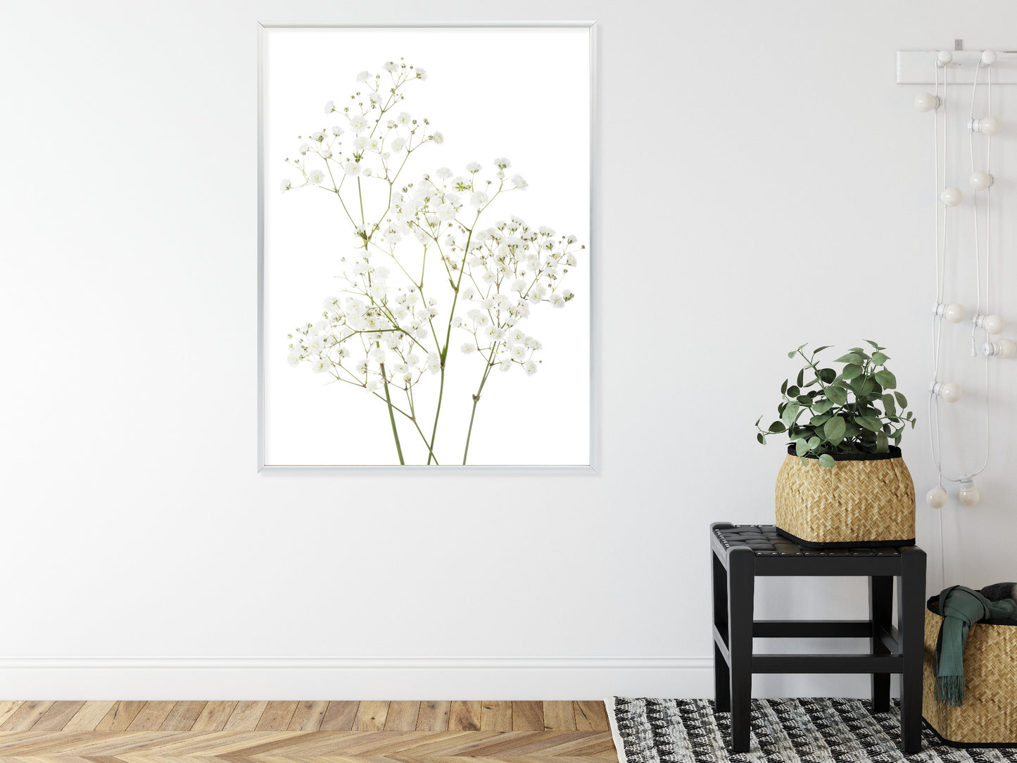 Poster Vier Zweige Mit Kleinen Weißen Blüten