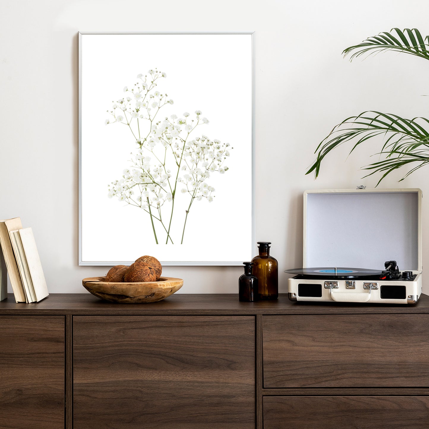 Poster Vier Zweige Mit Kleinen Weißen Blüten