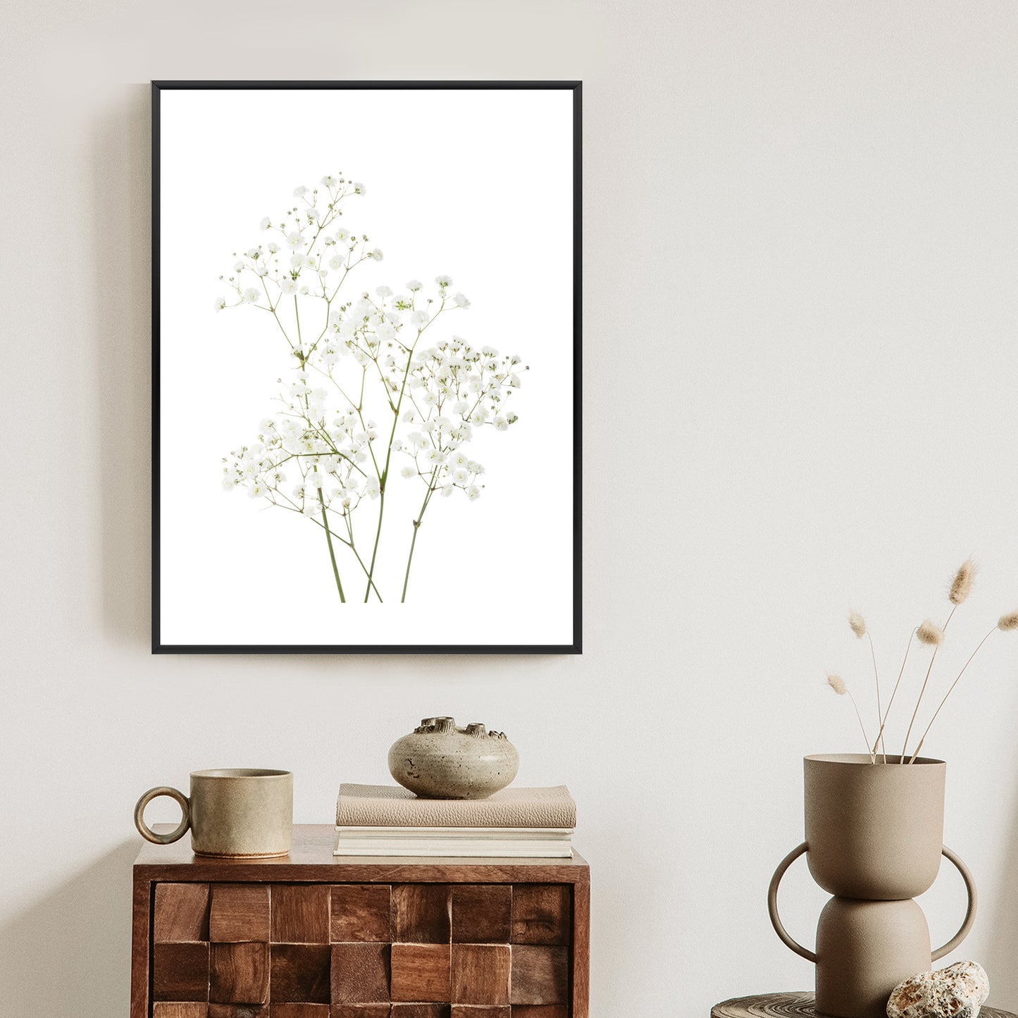 Poster Vier Zweige Mit Kleinen Weißen Blüten