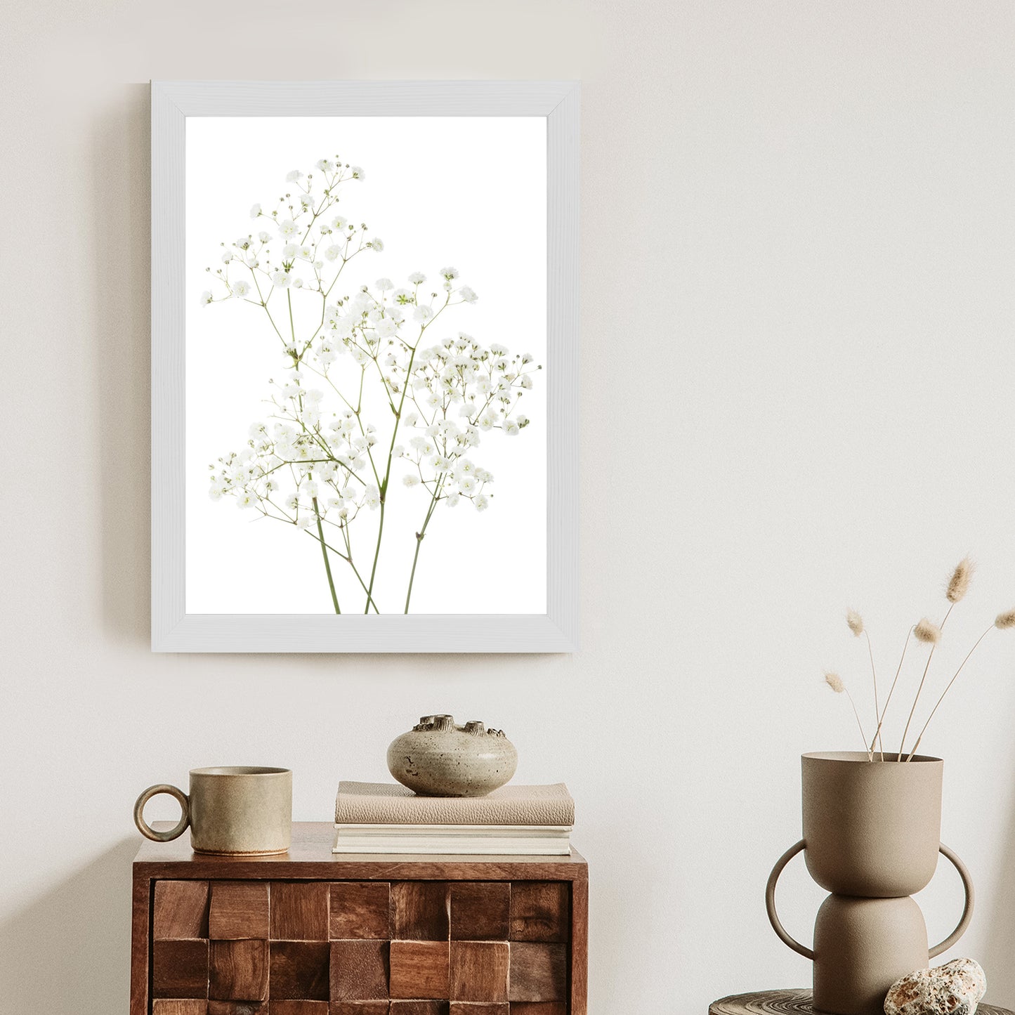 Poster Vier Zweige Mit Kleinen Weißen Blüten