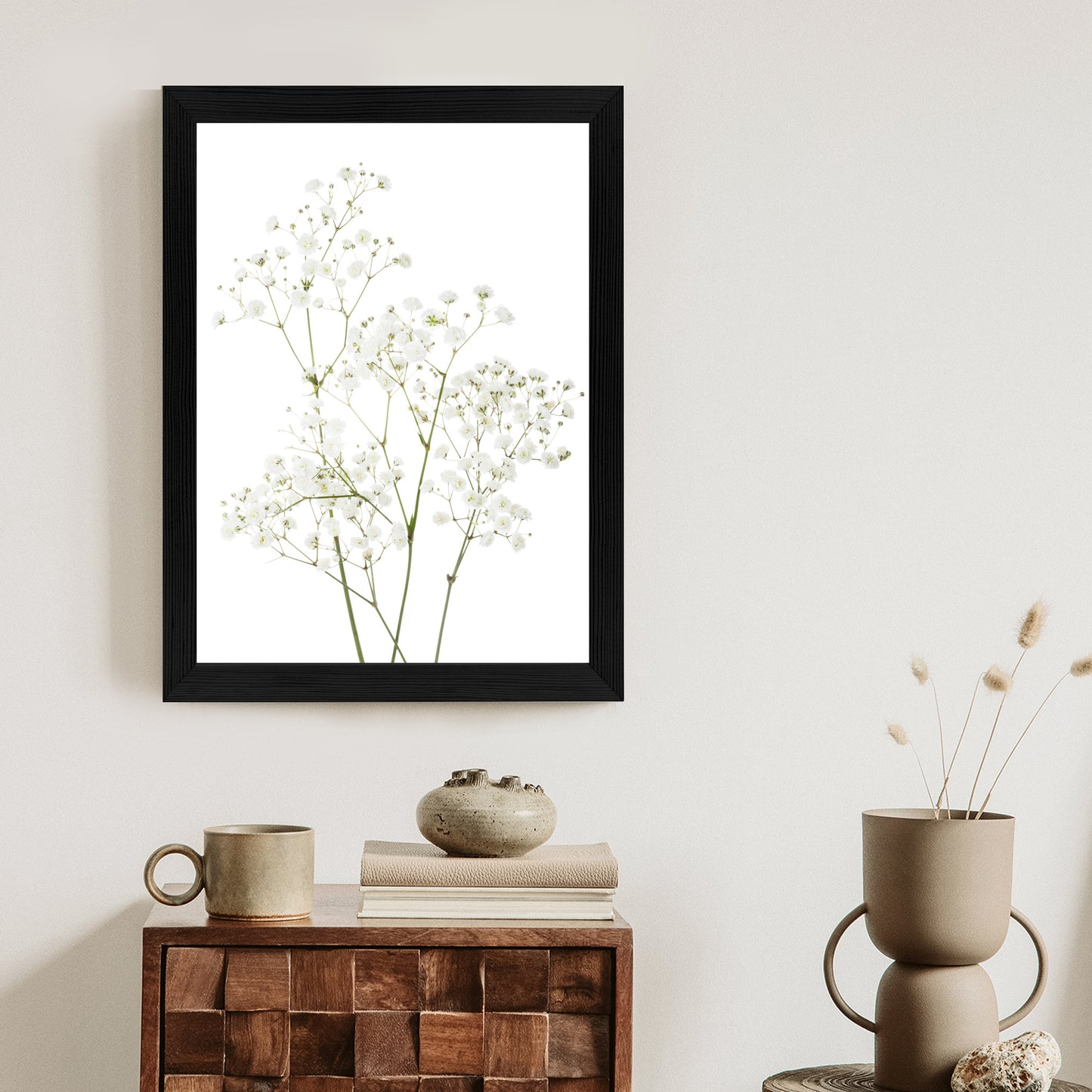 Poster Vier Zweige Mit Kleinen Weißen Blüten