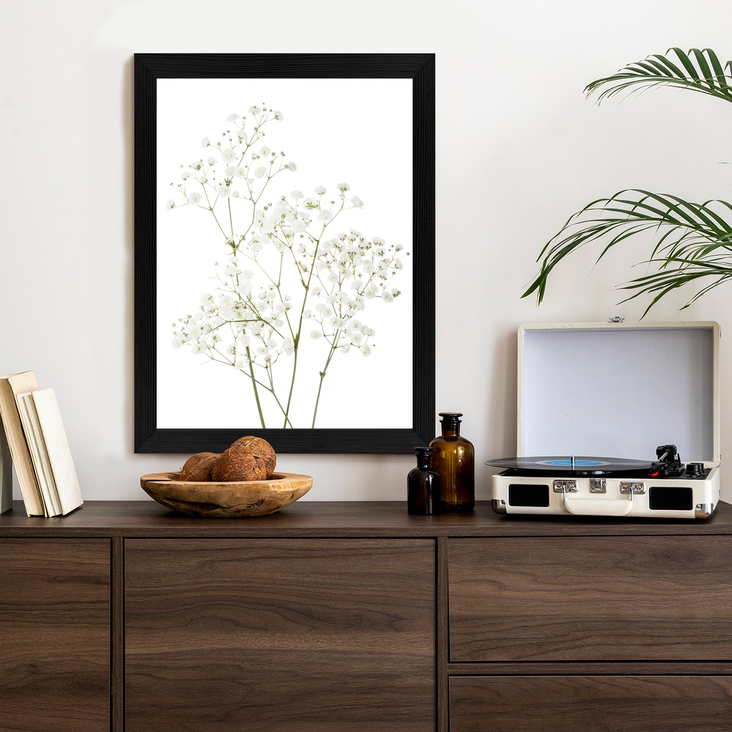 Poster Vier Zweige Mit Kleinen Weißen Blüten