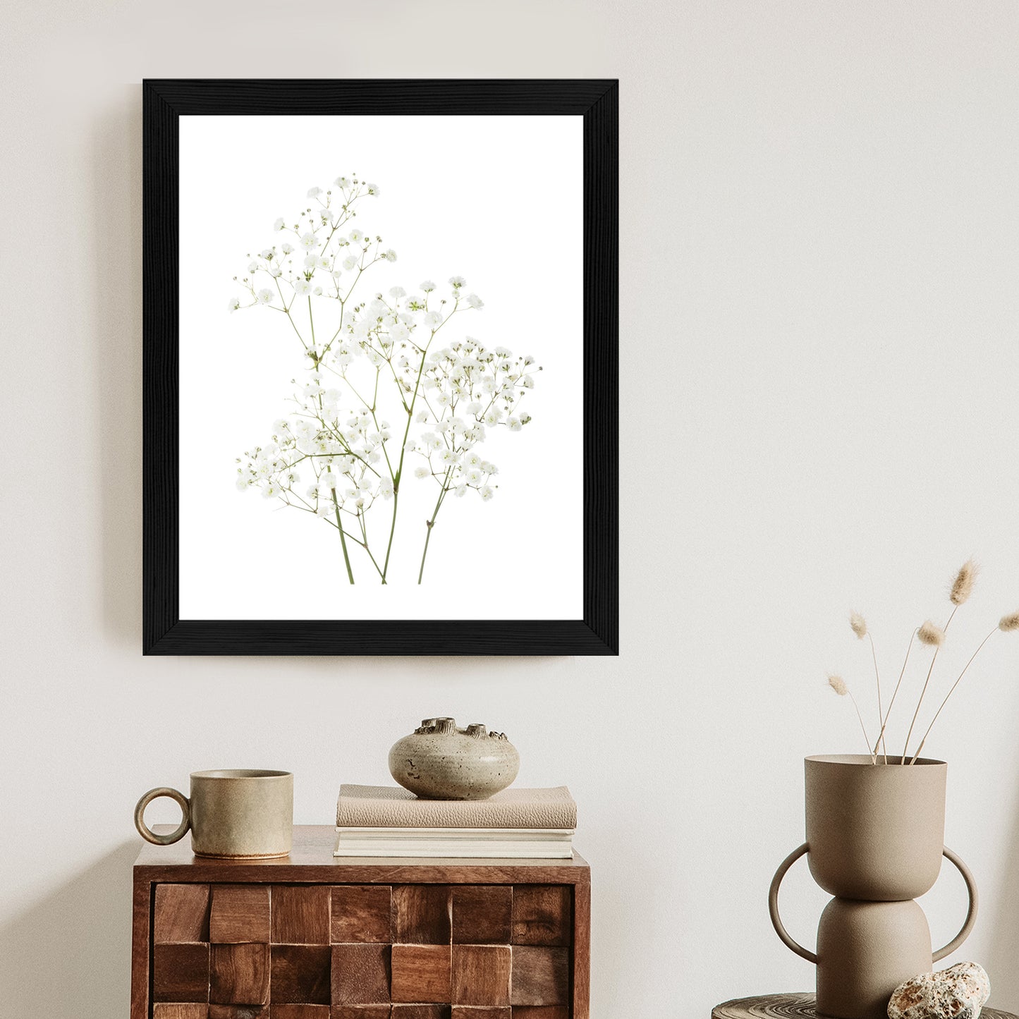 Poster Vier Zweige Mit Kleinen Weißen Blüten