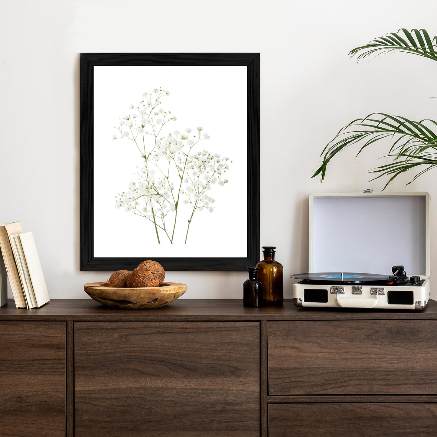 Poster Vier Zweige Mit Kleinen Weißen Blüten