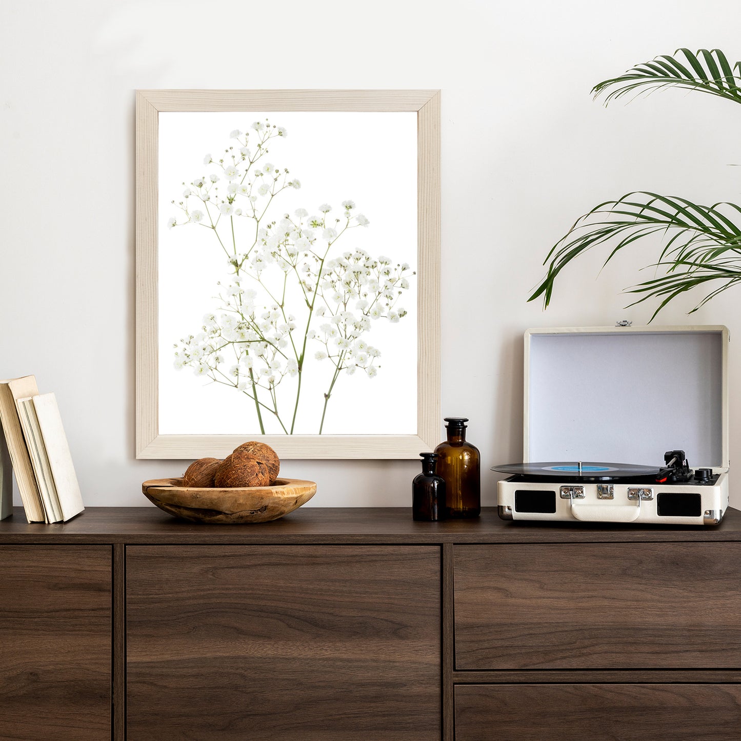Poster Vier Zweige Mit Kleinen Weißen Blüten