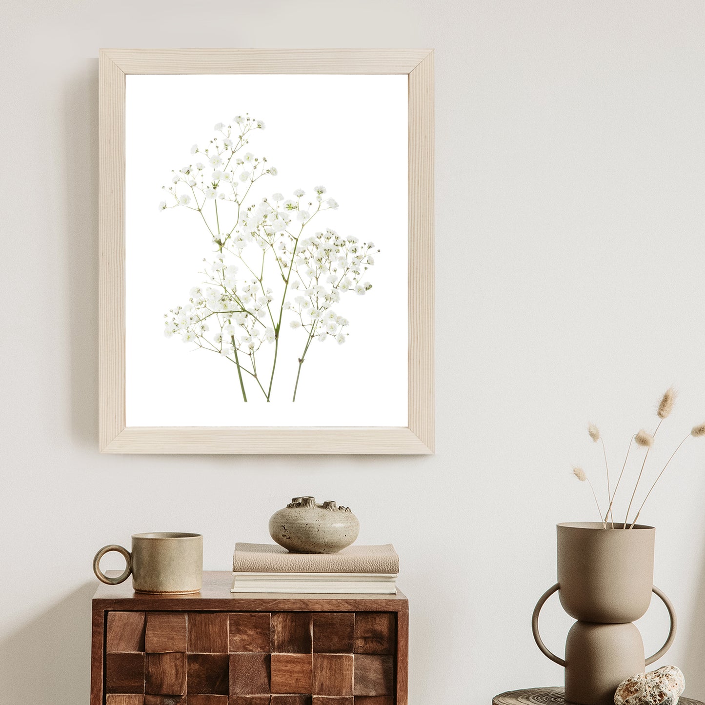 Poster Vier Zweige Mit Kleinen Weißen Blüten