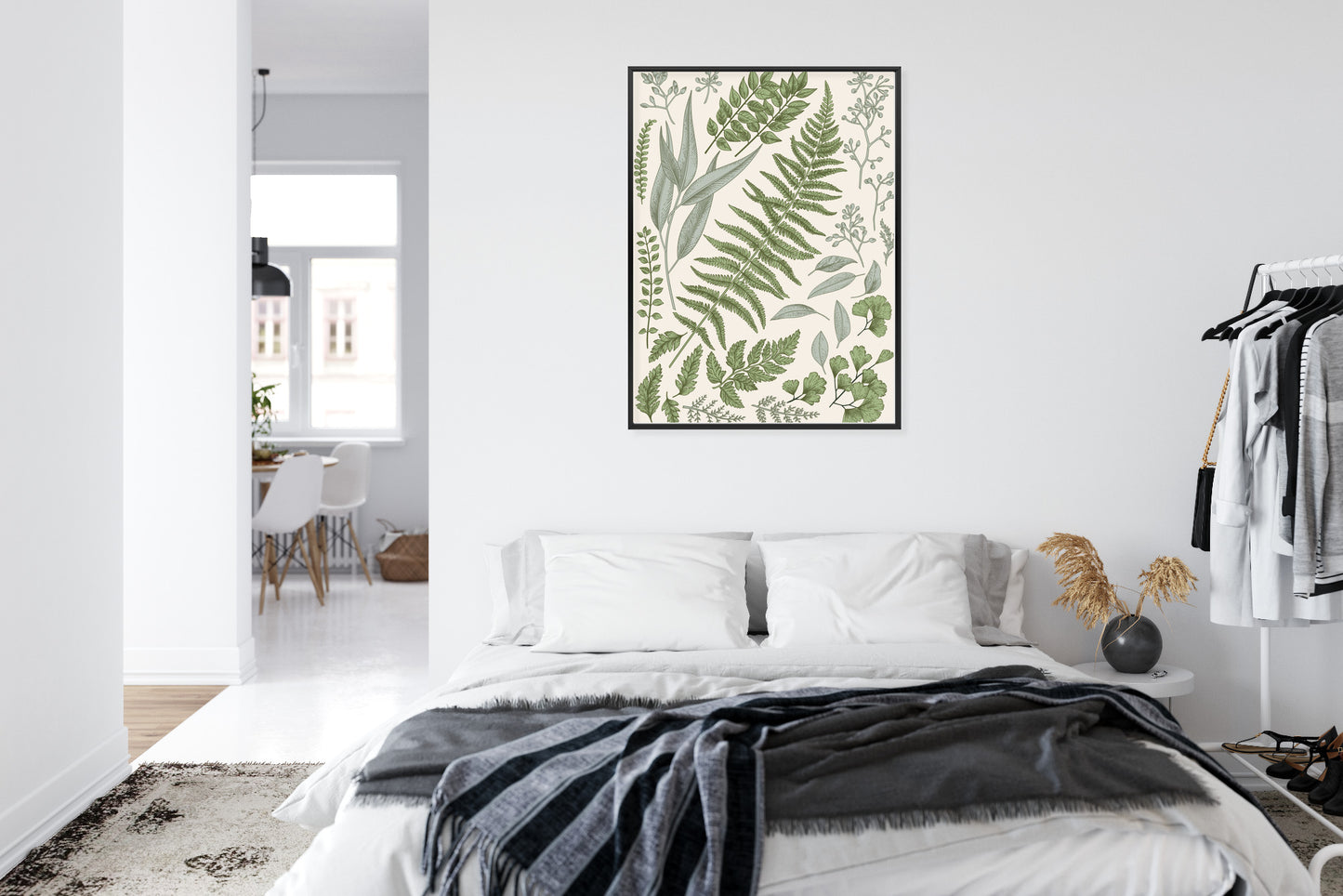 Poster Satz Blätter Auf Altem Papier Rahmen Holz Mit Passepartout Farbe Natürlich