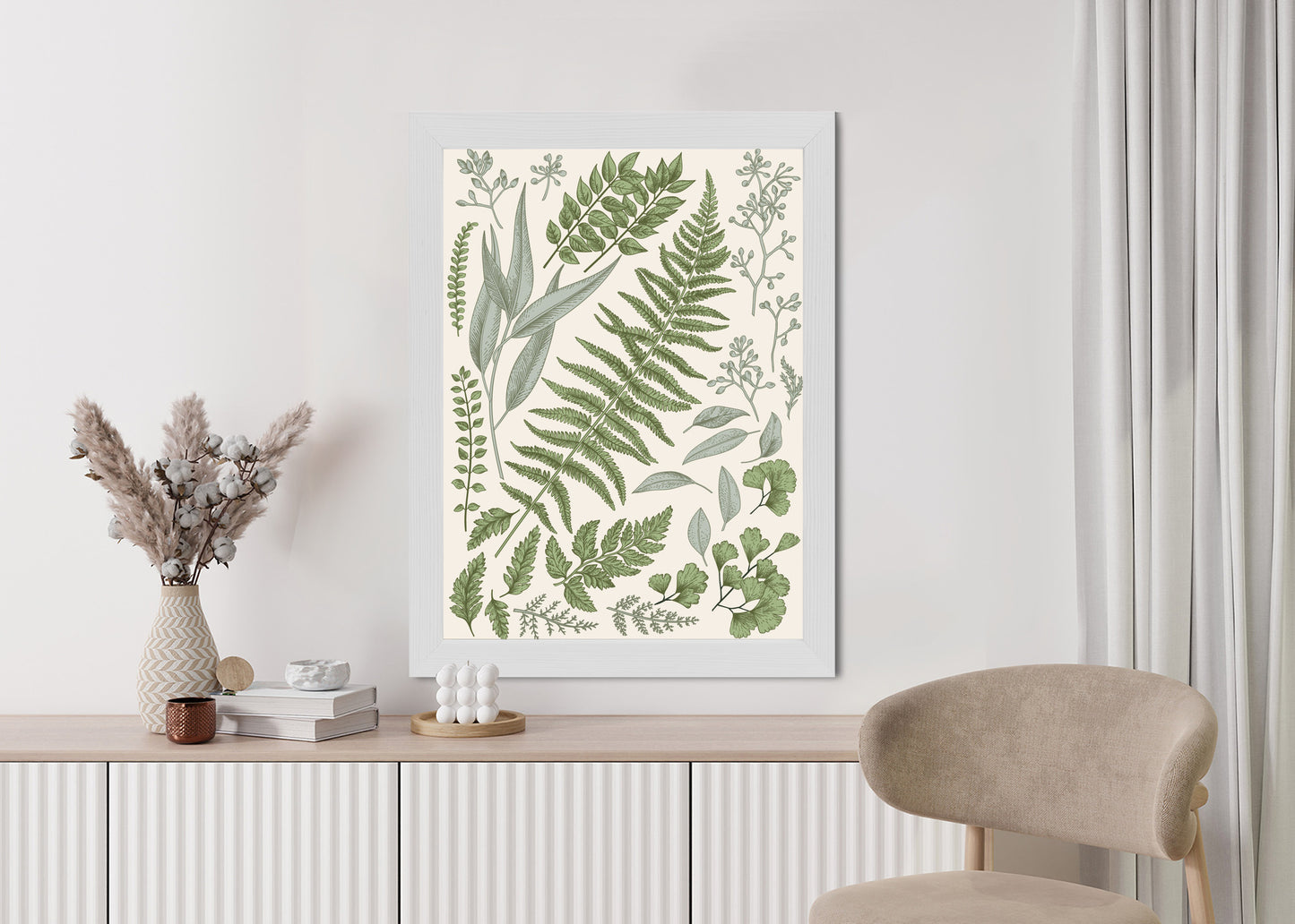 Poster Satz Blätter Auf Altem Papier Rahmen Holz Mit Passepartout Farbe Natürlich