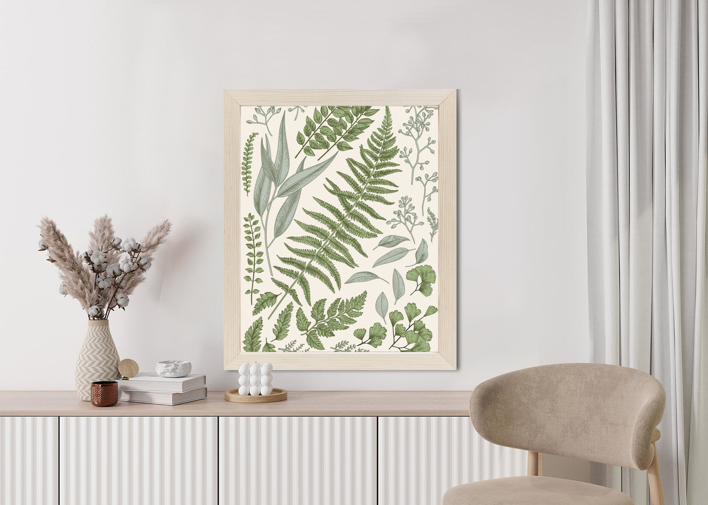 Poster Satz Blätter Auf Altem Papier Rahmen Holz Mit Passepartout Farbe Natürlich
