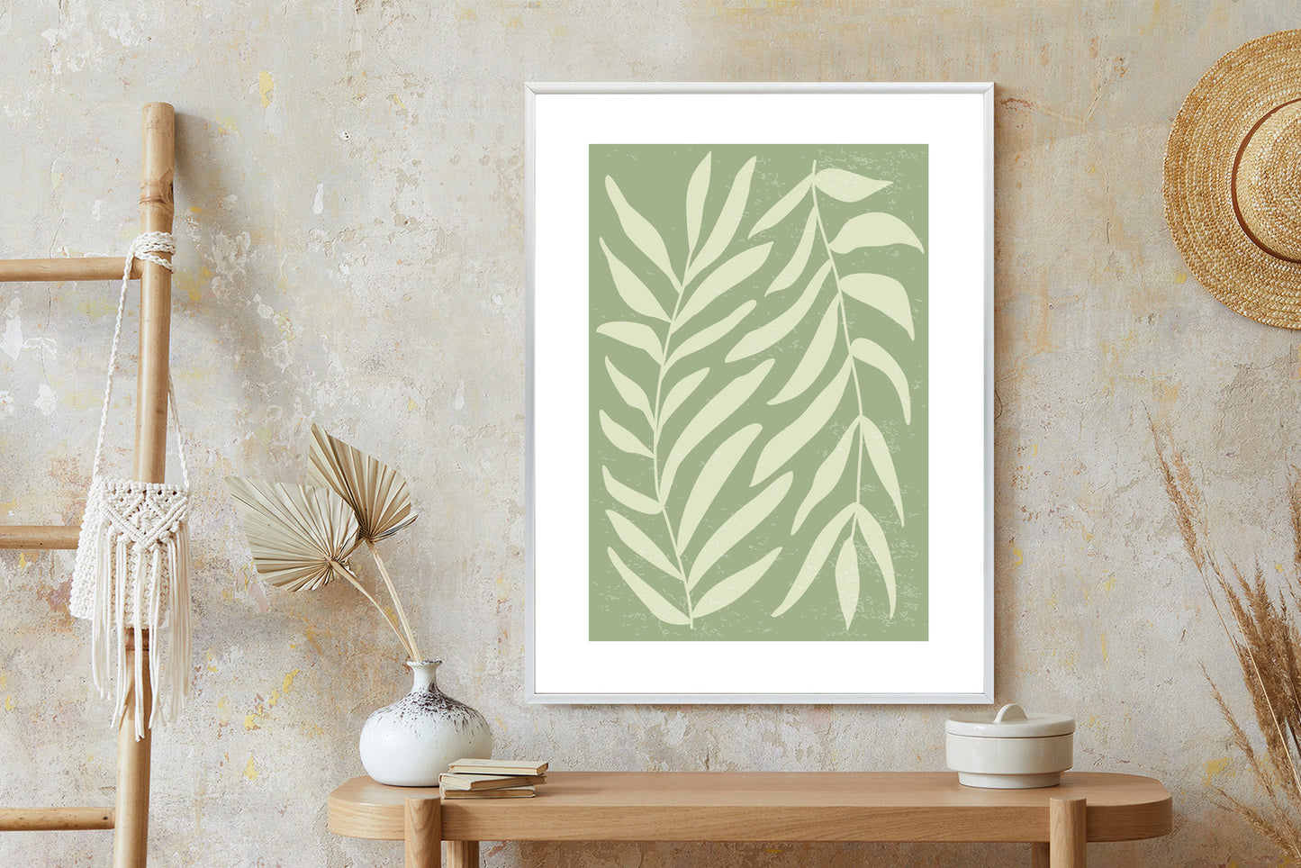 Poster Botanik Im Stil Von Matisse Rahmen Holz Mit Passepartout Farbe Natürlich