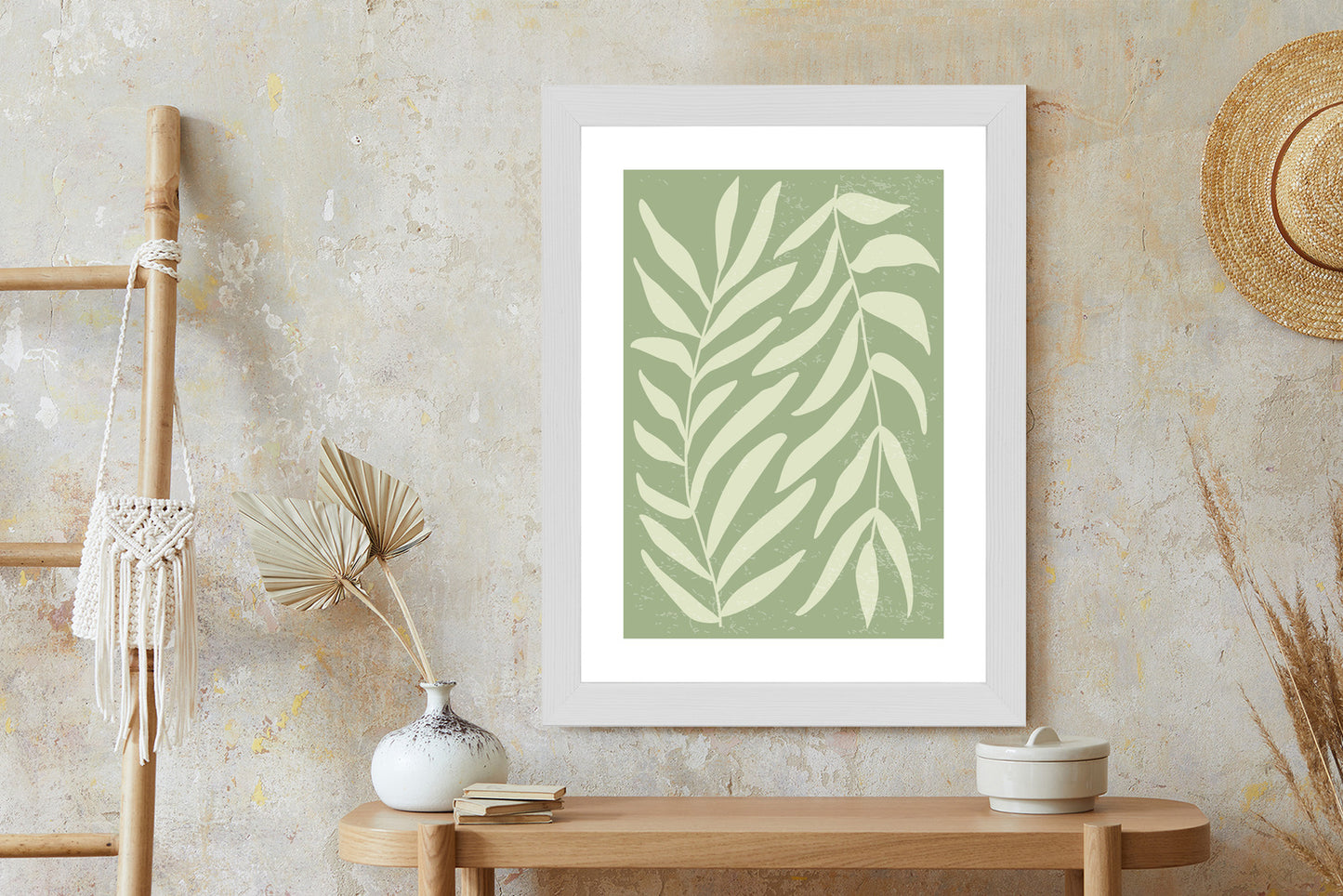 Poster Botanik Im Stil Von Matisse Rahmen Holz Mit Passepartout Farbe Natürlich