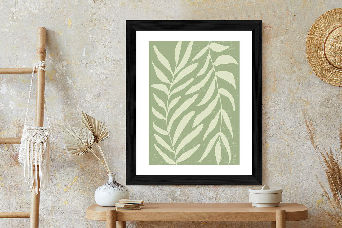 Poster Botanik Im Stil Von Matisse Rahmen Holz Mit Passepartout Farbe Natürlich