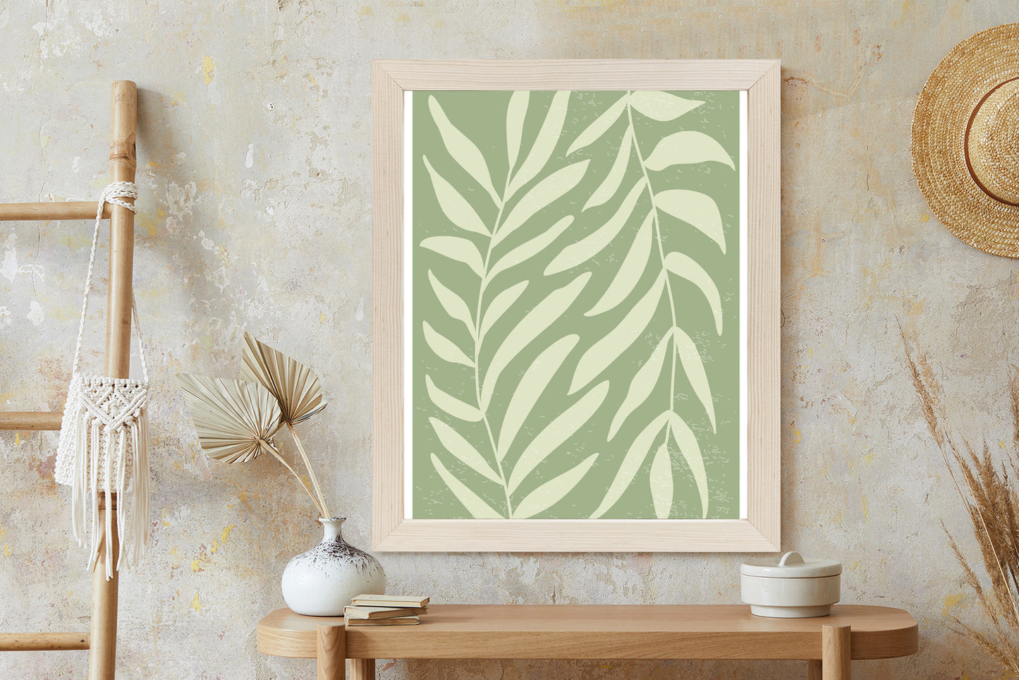 Poster Botanik Im Stil Von Matisse Rahmen Holz Mit Passepartout Farbe Natürlich