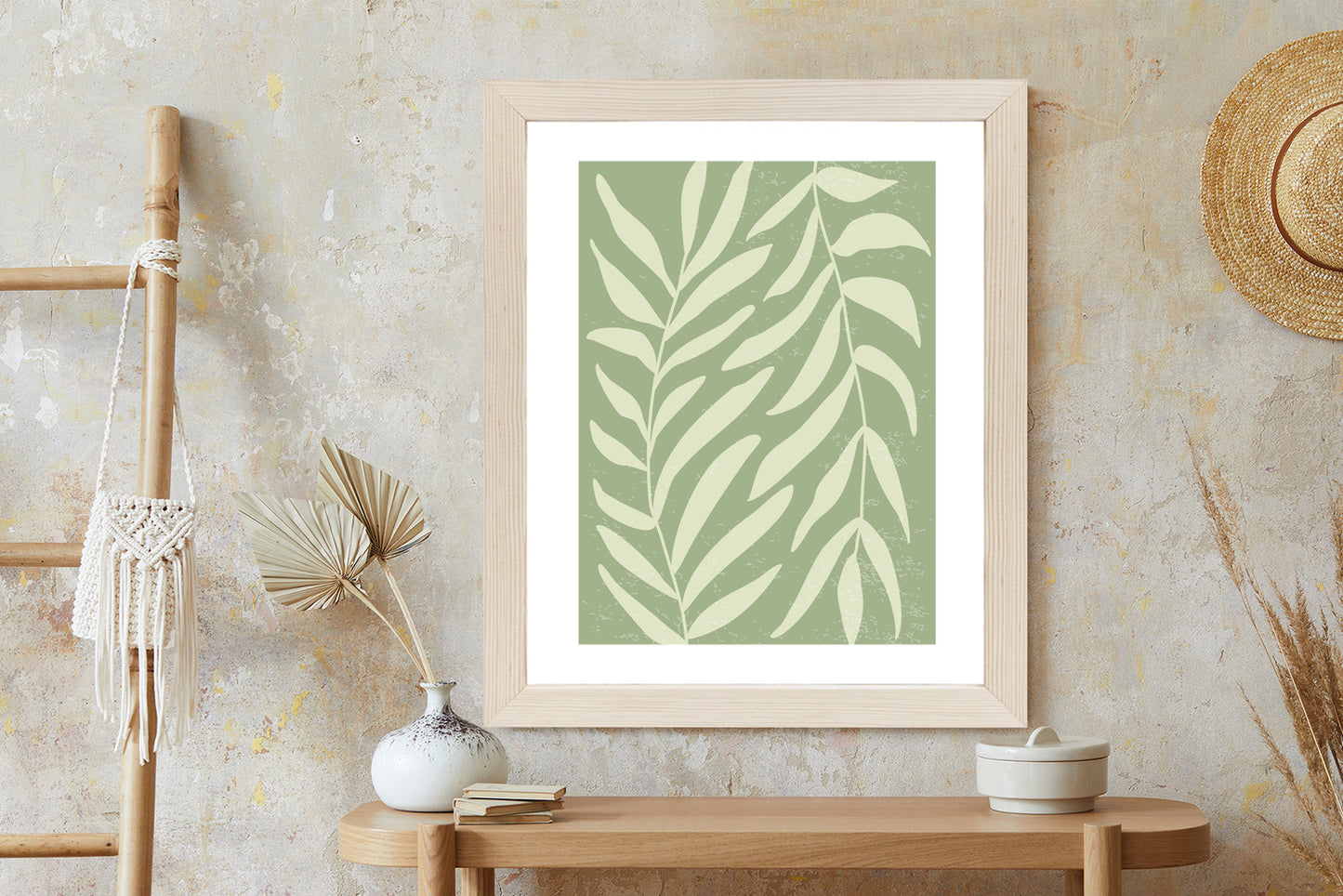 Poster Botanik Im Stil Von Matisse Rahmen Holz Mit Passepartout Farbe Natürlich