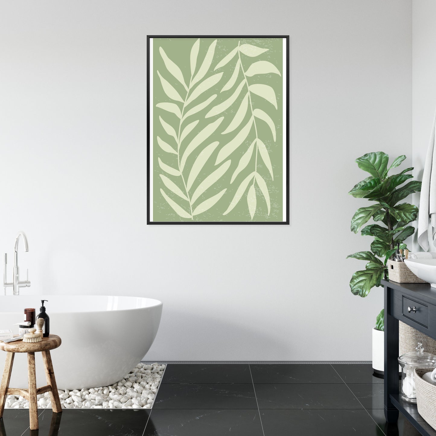 Poster Botanik Im Stil Von Matisse Rahmen Holz Mit Passepartout Farbe Natürlich