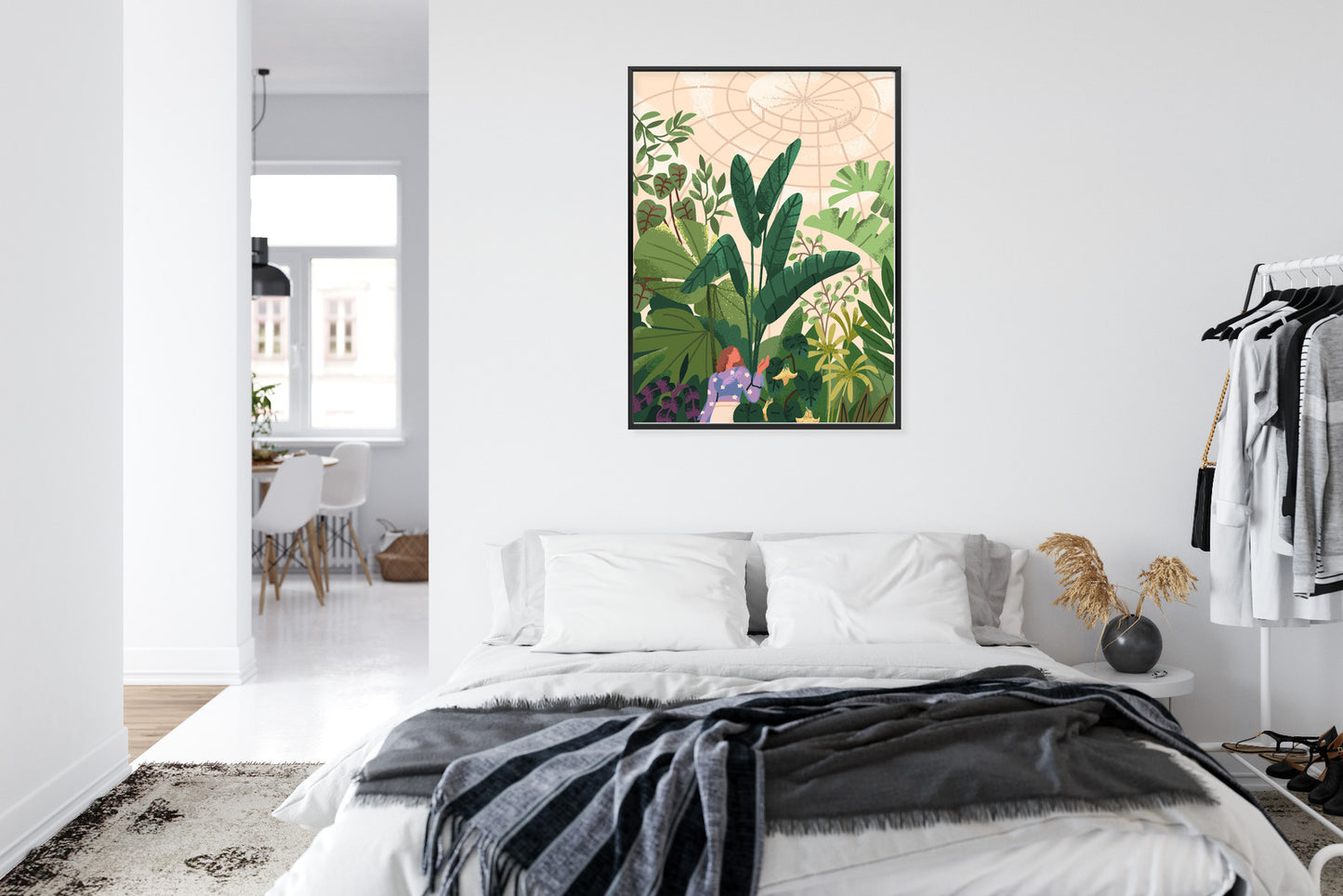 Poster Gewächshaus Und Exotische Pflanzen Rahmen Holz Mit Passepartout Farbe Natürlich