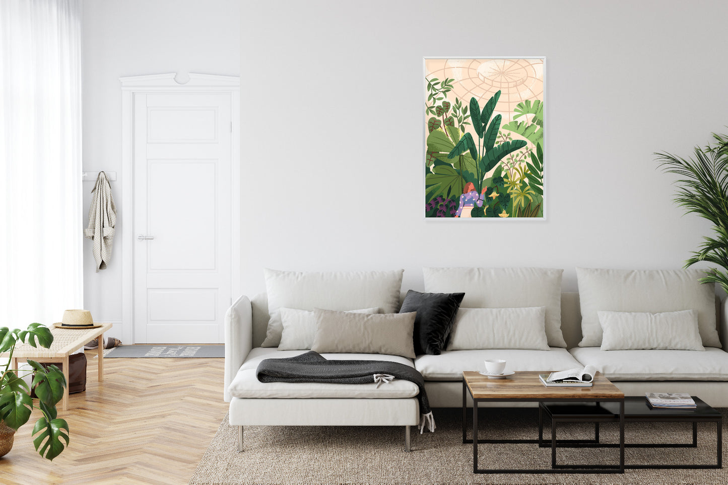Poster Gewächshaus Und Exotische Pflanzen Rahmen Holz Mit Passepartout Farbe Natürlich