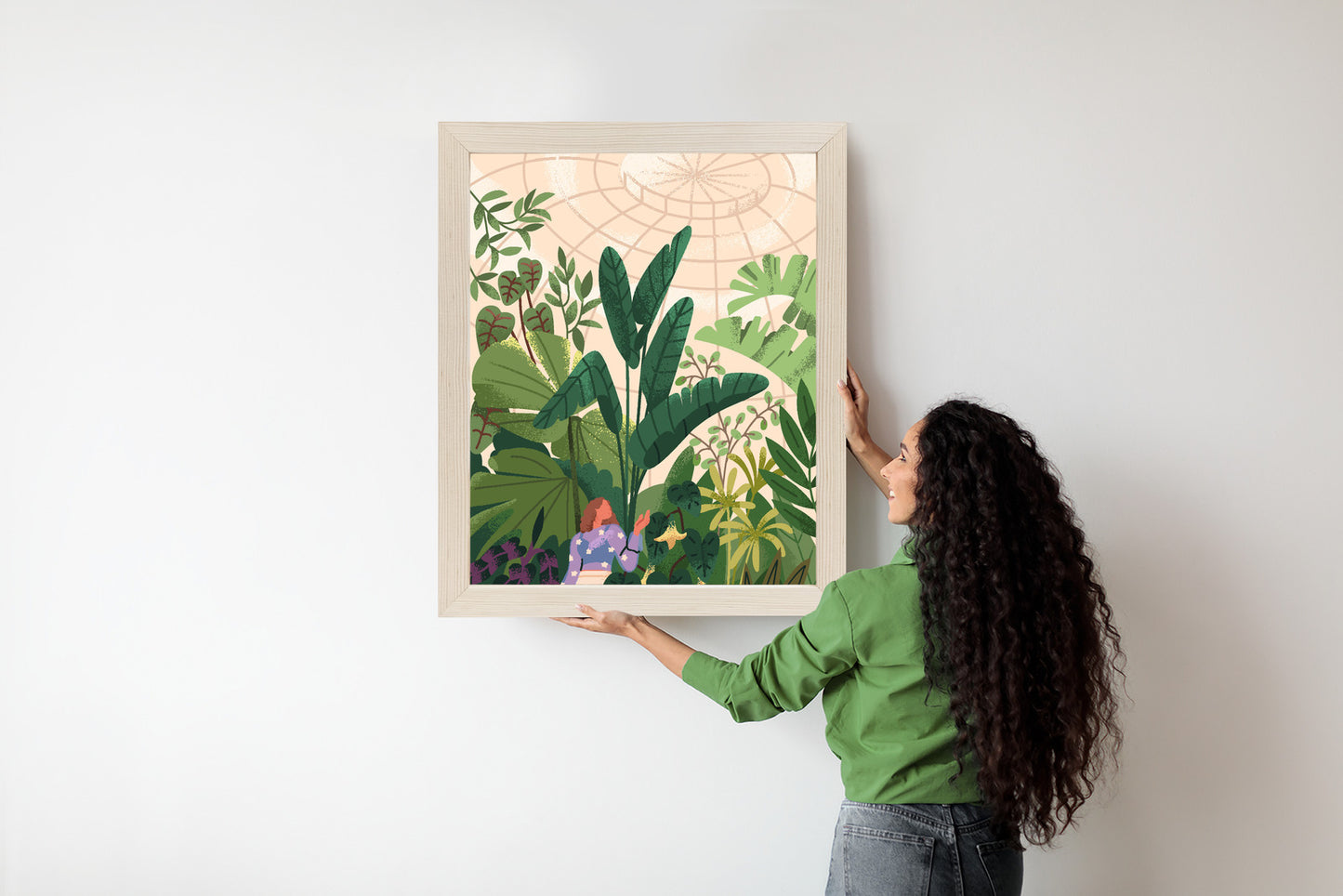 Poster Gewächshaus Und Exotische Pflanzen Rahmen Holz Mit Passepartout Farbe Natürlich