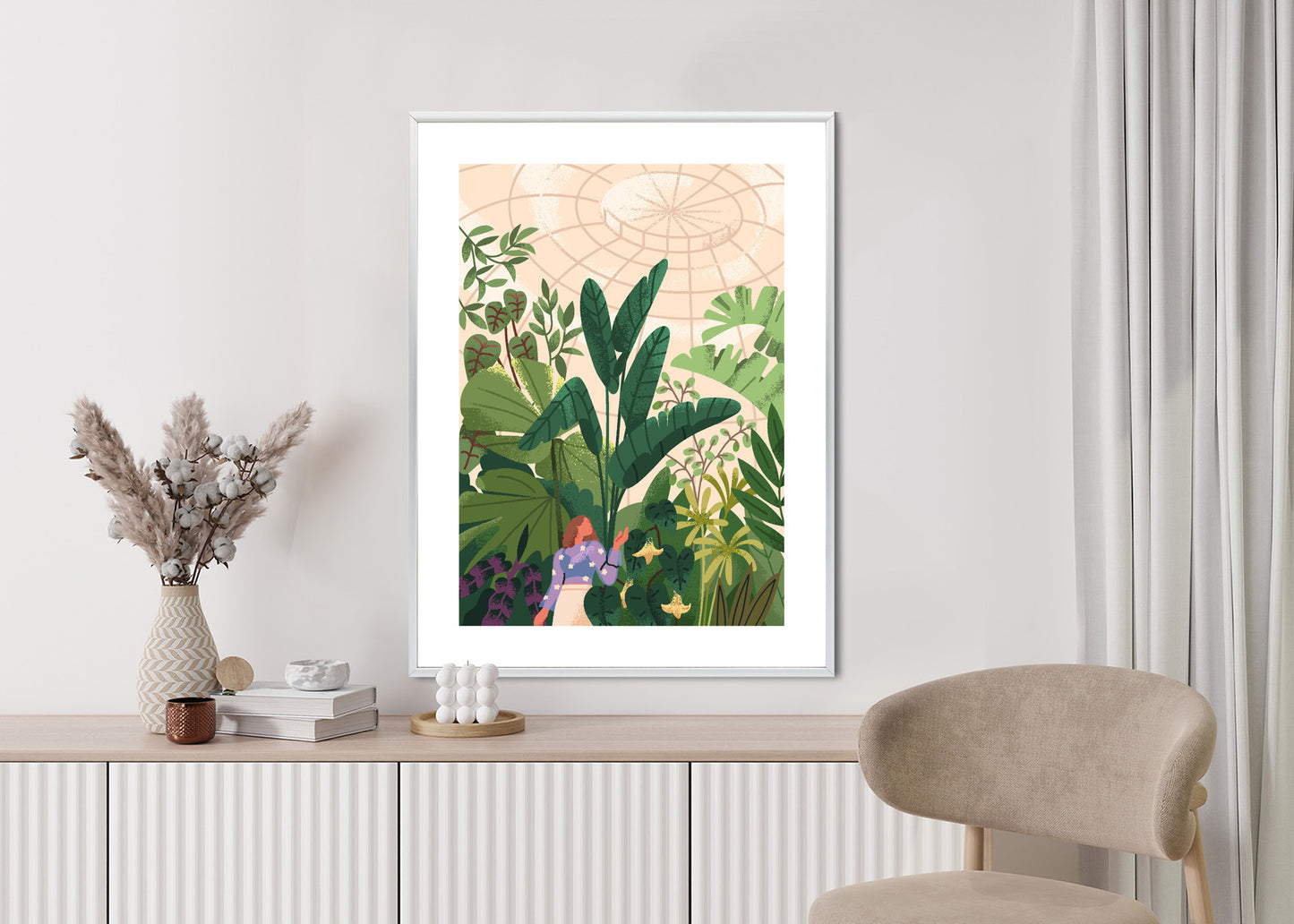 Poster Gewächshaus Und Exotische Pflanzen Rahmen Holz Mit Passepartout Farbe Natürlich