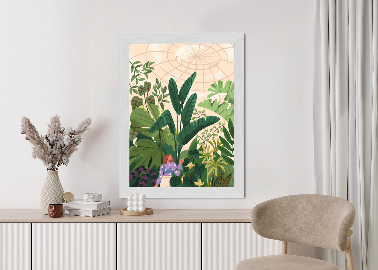 Poster Gewächshaus Und Exotische Pflanzen Rahmen Holz Mit Passepartout Farbe Natürlich