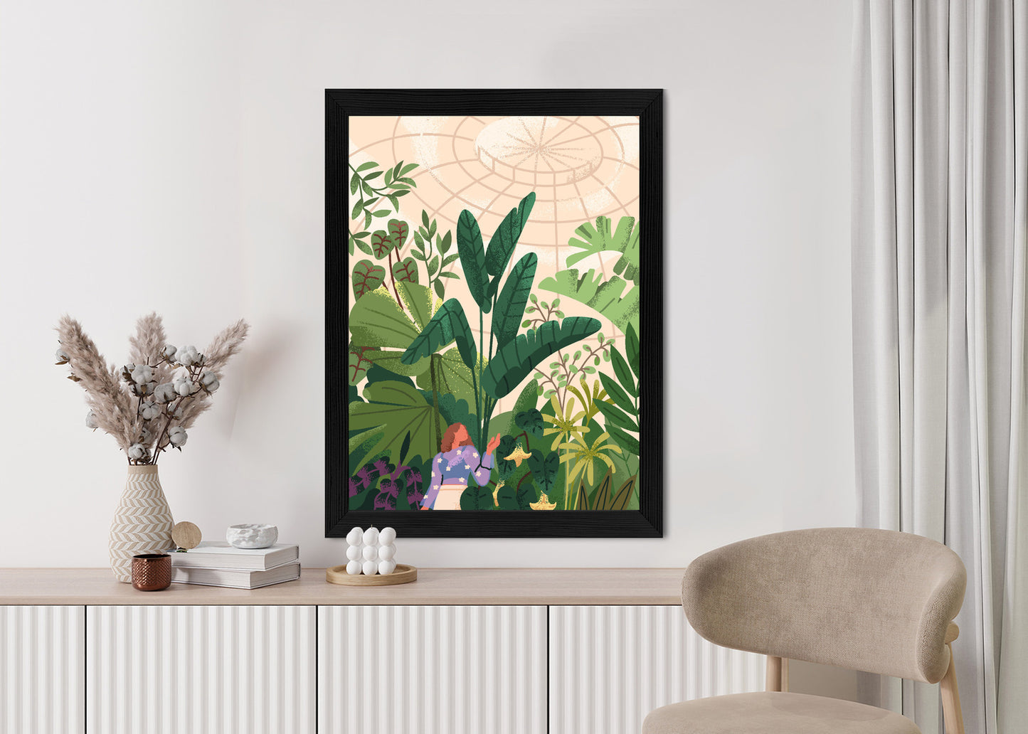 Poster Gewächshaus Und Exotische Pflanzen Rahmen Holz Mit Passepartout Farbe Natürlich