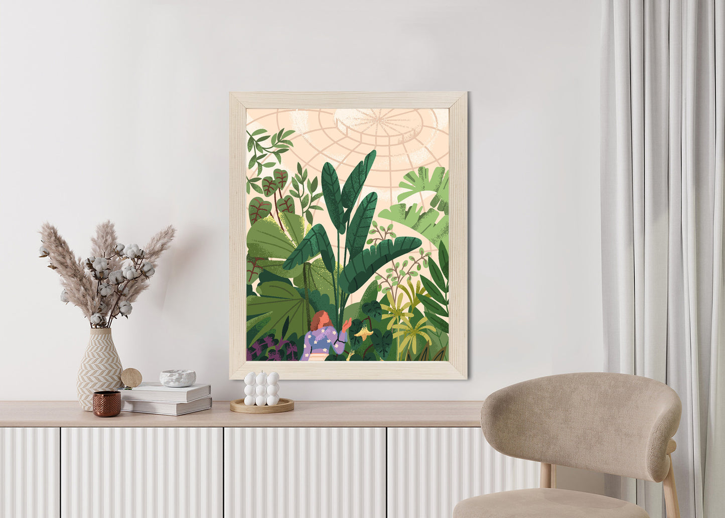 Poster Gewächshaus Und Exotische Pflanzen Rahmen Holz Mit Passepartout Farbe Natürlich