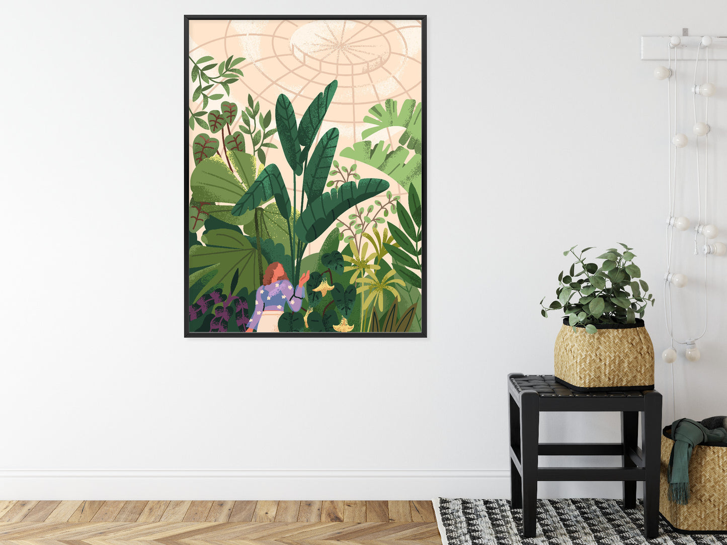 Poster Gewächshaus Und Exotische Pflanzen Rahmen Holz Mit Passepartout Farbe Natürlich