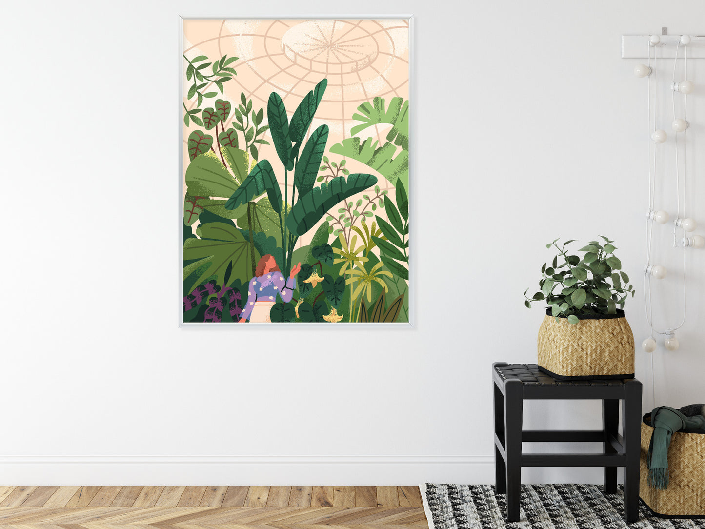 Poster Gewächshaus Und Exotische Pflanzen Rahmen Holz Mit Passepartout Farbe Natürlich