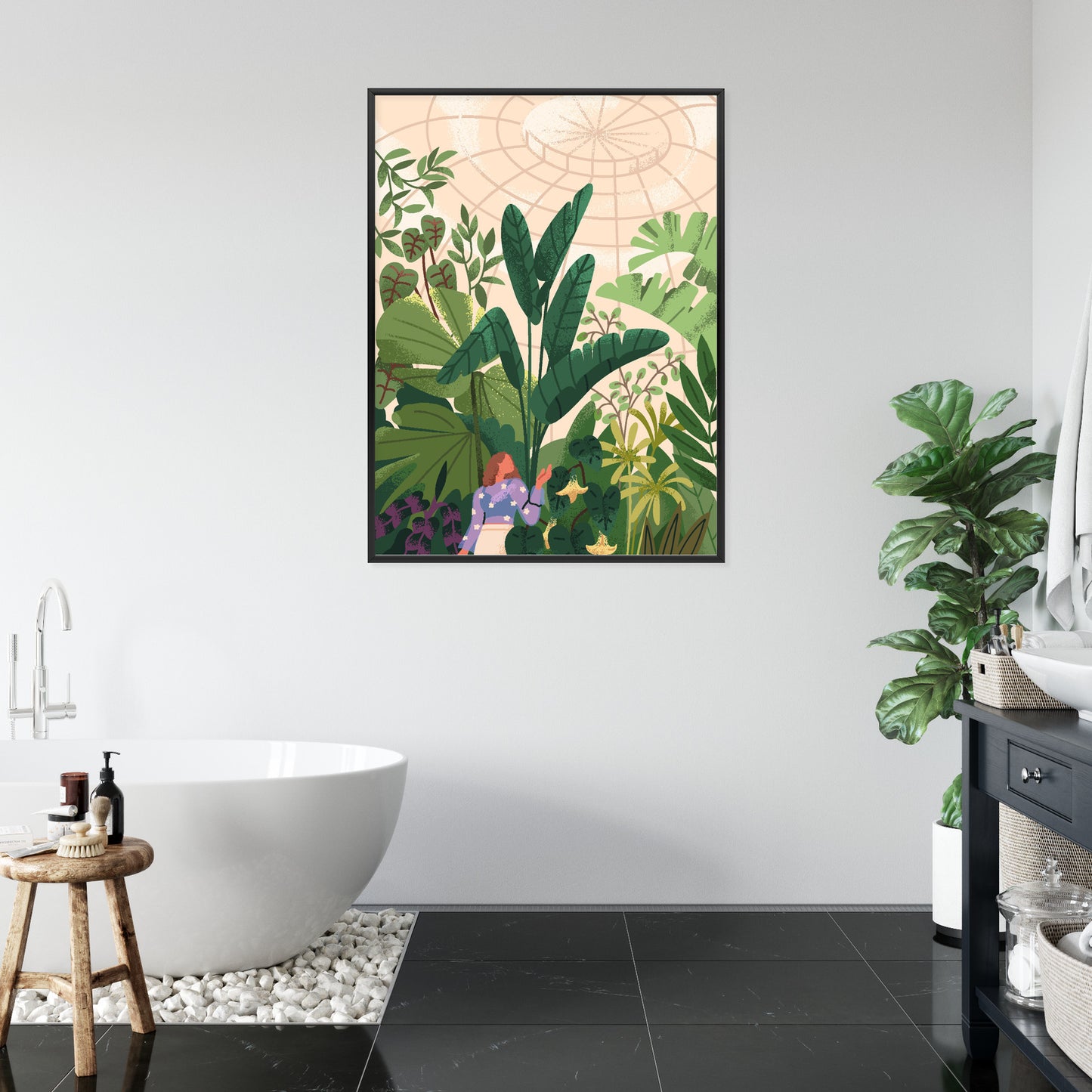 Poster Gewächshaus Und Exotische Pflanzen Rahmen Holz Mit Passepartout Farbe Natürlich