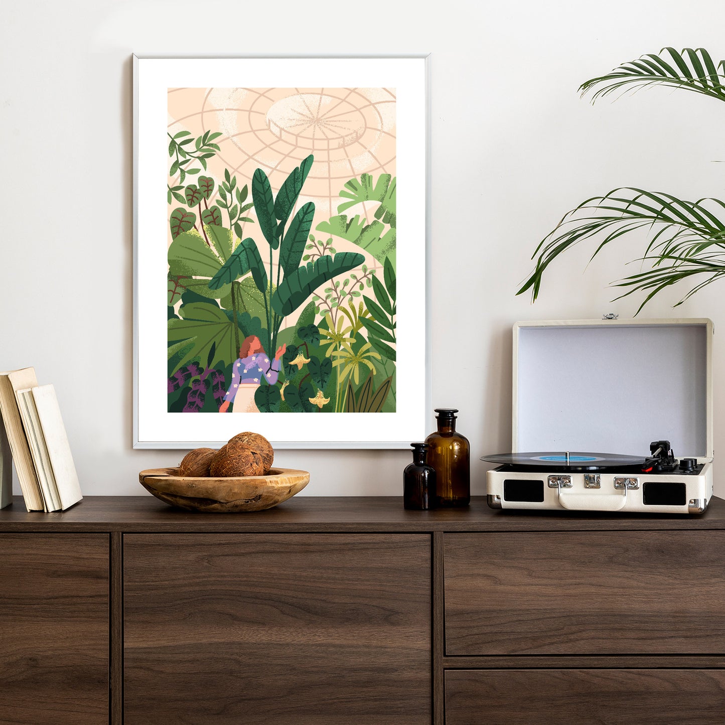 Poster Gewächshaus Und Exotische Pflanzen Rahmen Holz Mit Passepartout Farbe Natürlich